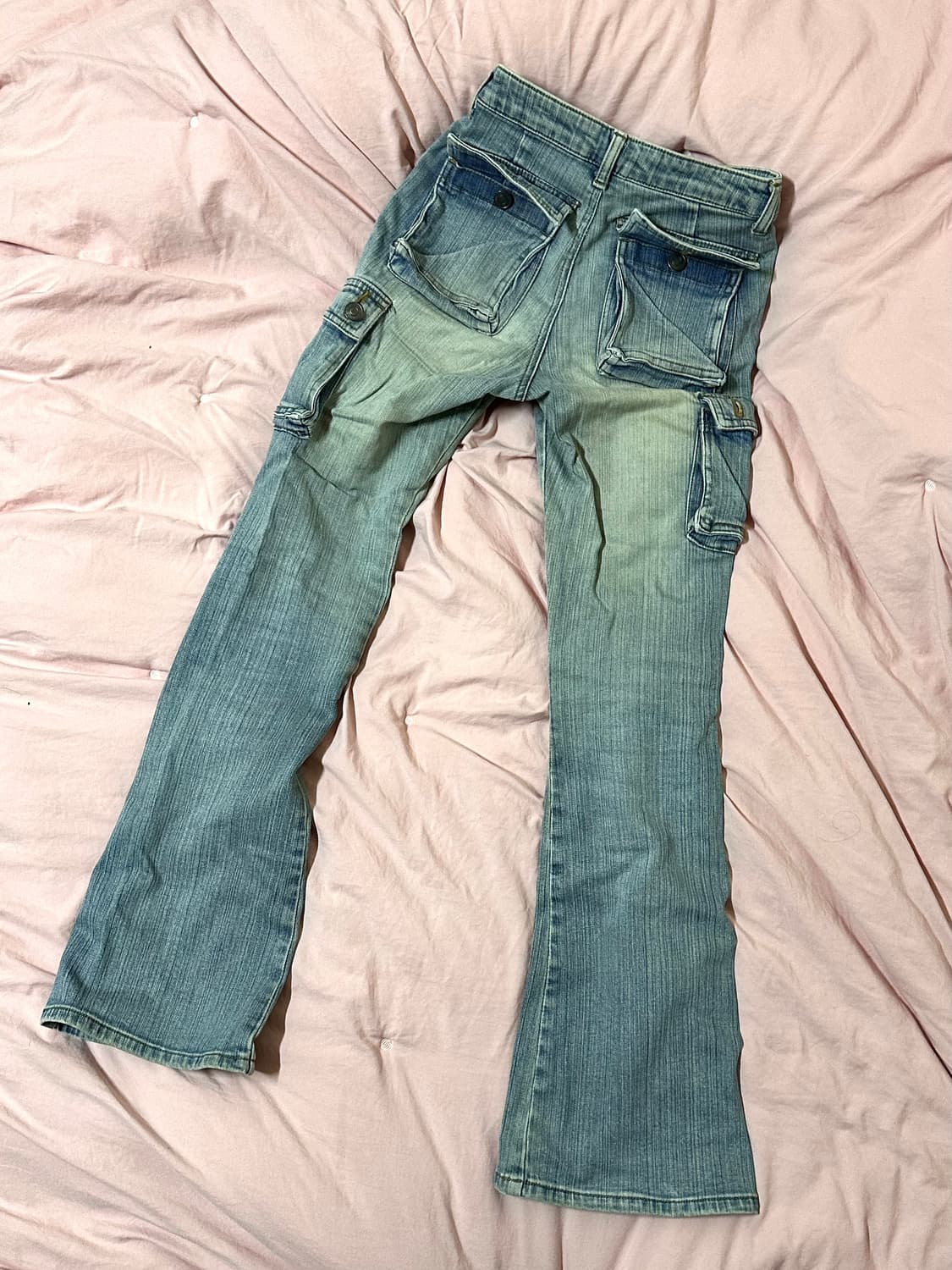 워싱 로우라이즈 부츠컷 카고 팬츠 상품이미지3