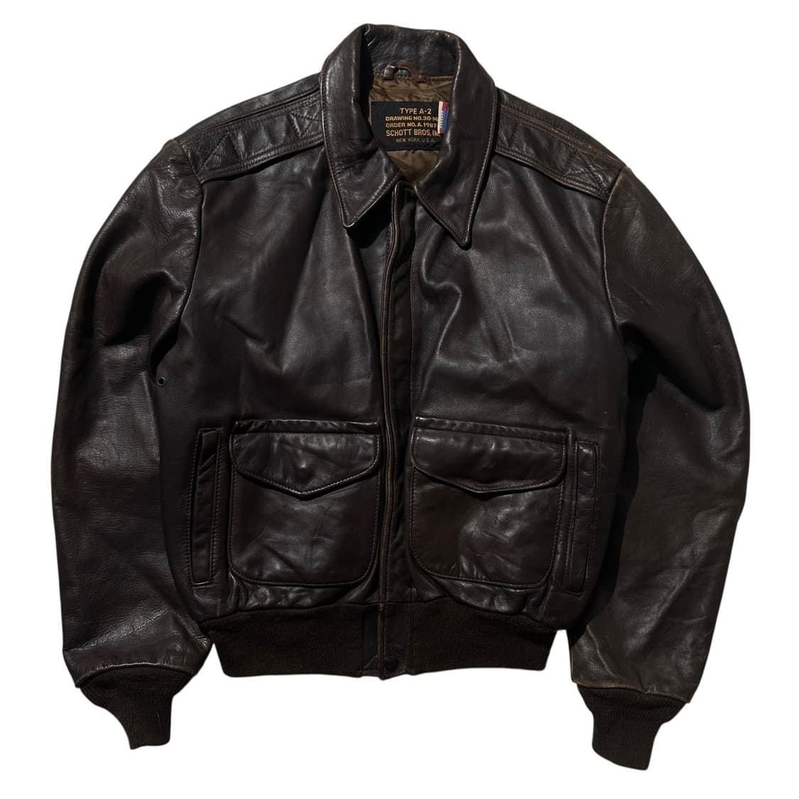 쇼트 A-2 레더 밀리터리 봄버 자켓 상품이미지1