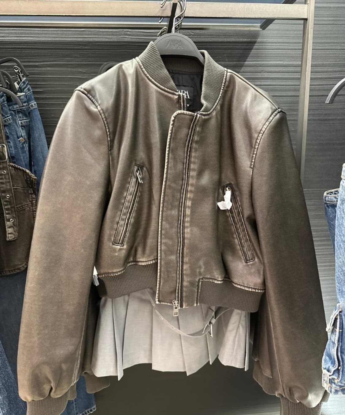 자라 레더 봄버자켓(블루종) 상품이미지2