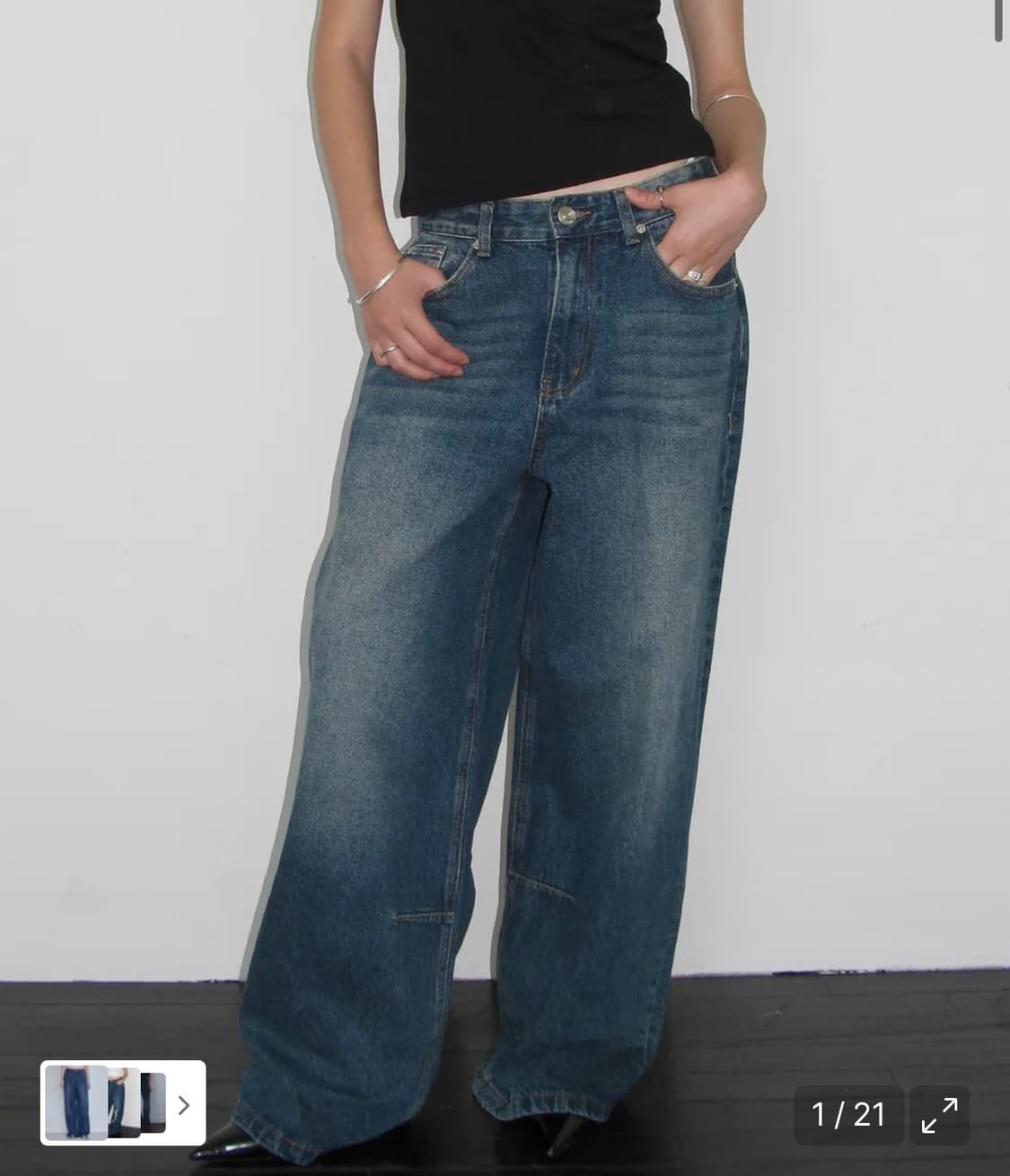 밀로우먼 빈티지 와이드 데님 팬츠 [워시드 블루] 팝니다. 상품이미지1