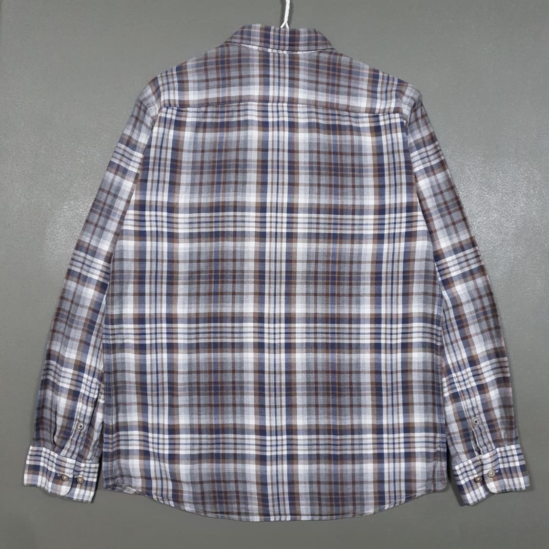 100 (L) 헨리코튼 포켓 버튼다운 소크타쉬 고급 코튼 체크 셔츠 남방 상품이미지10