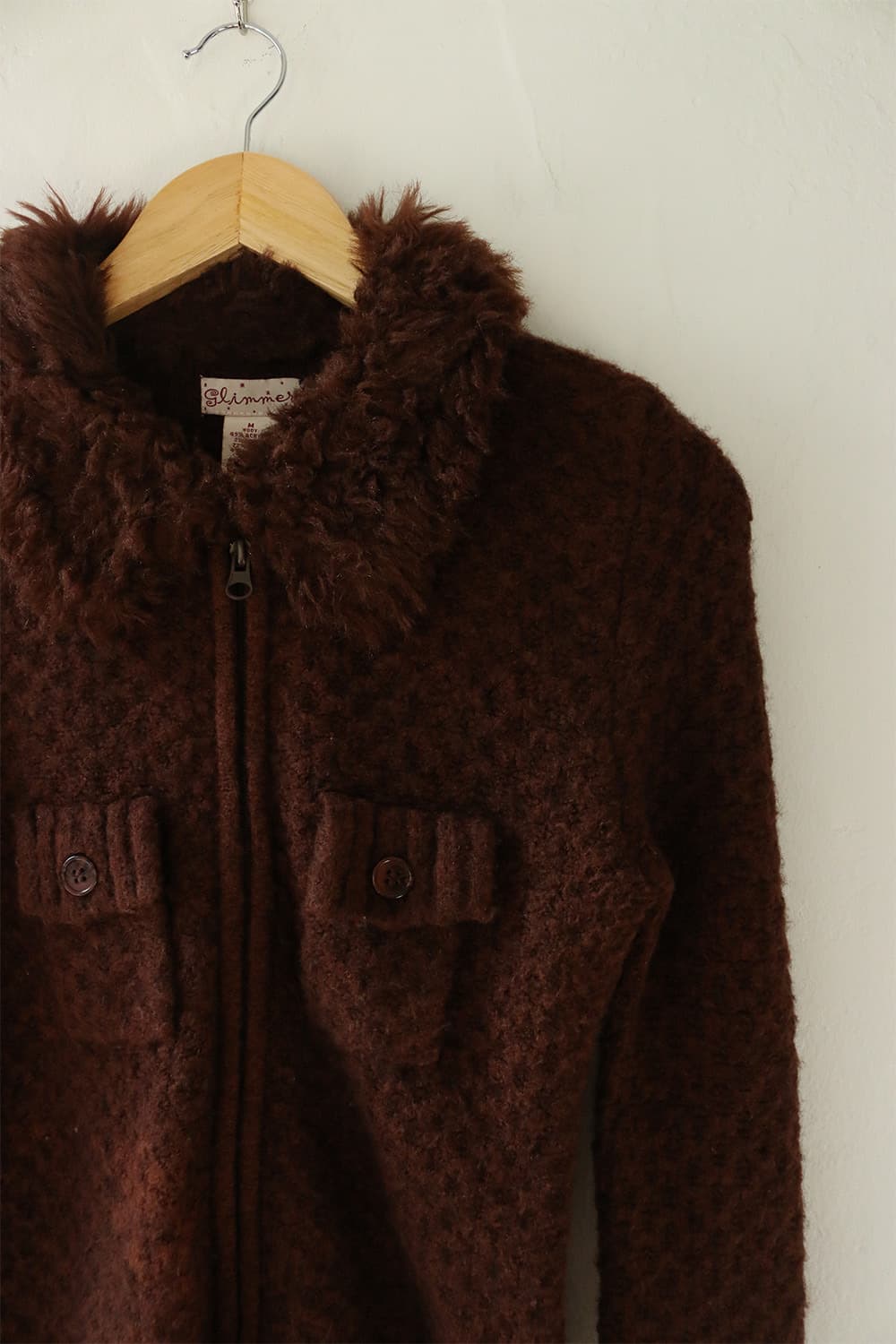 Y2K 퍼 카라 집업 가디건  상품이미지4