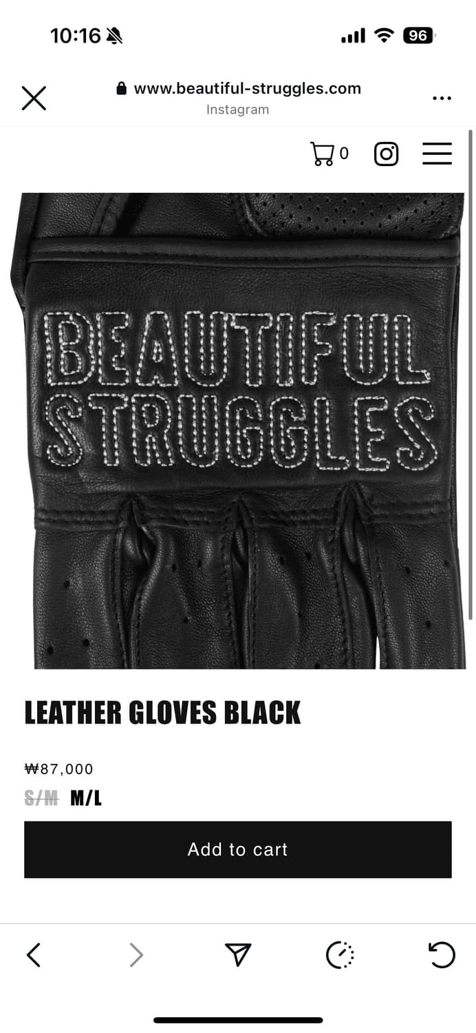 beautiful struggles 레더 글러브 장갑 S/M 사이즈 상품이미지3