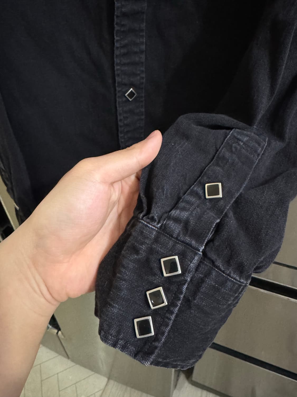 더블알엘 RRL 웨스턴 데님 셔츠 블랙 콘초 상품이미지3