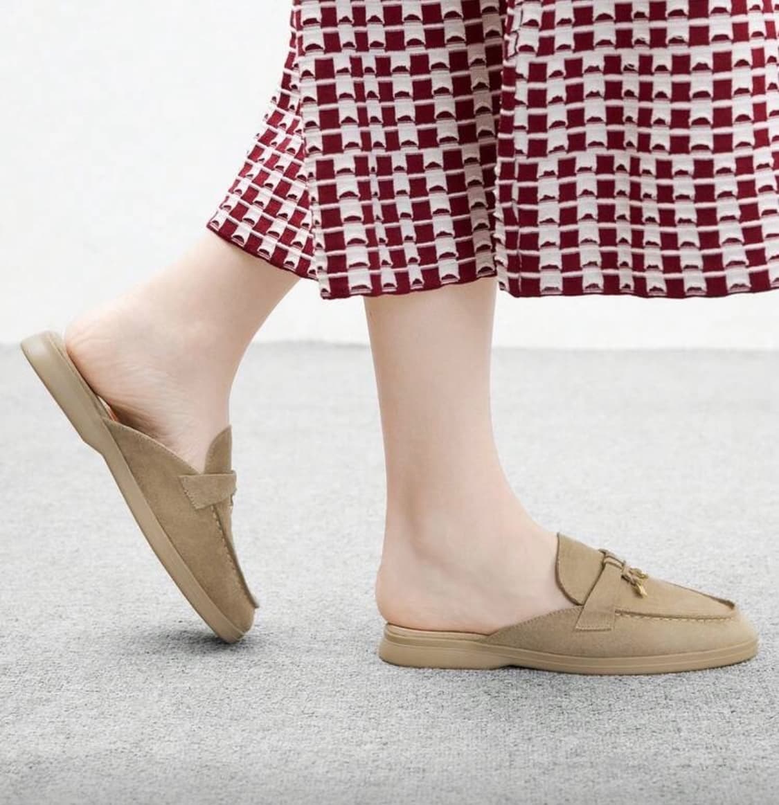 베이지 스웨이드 뮬 슬리퍼235 상품이미지4