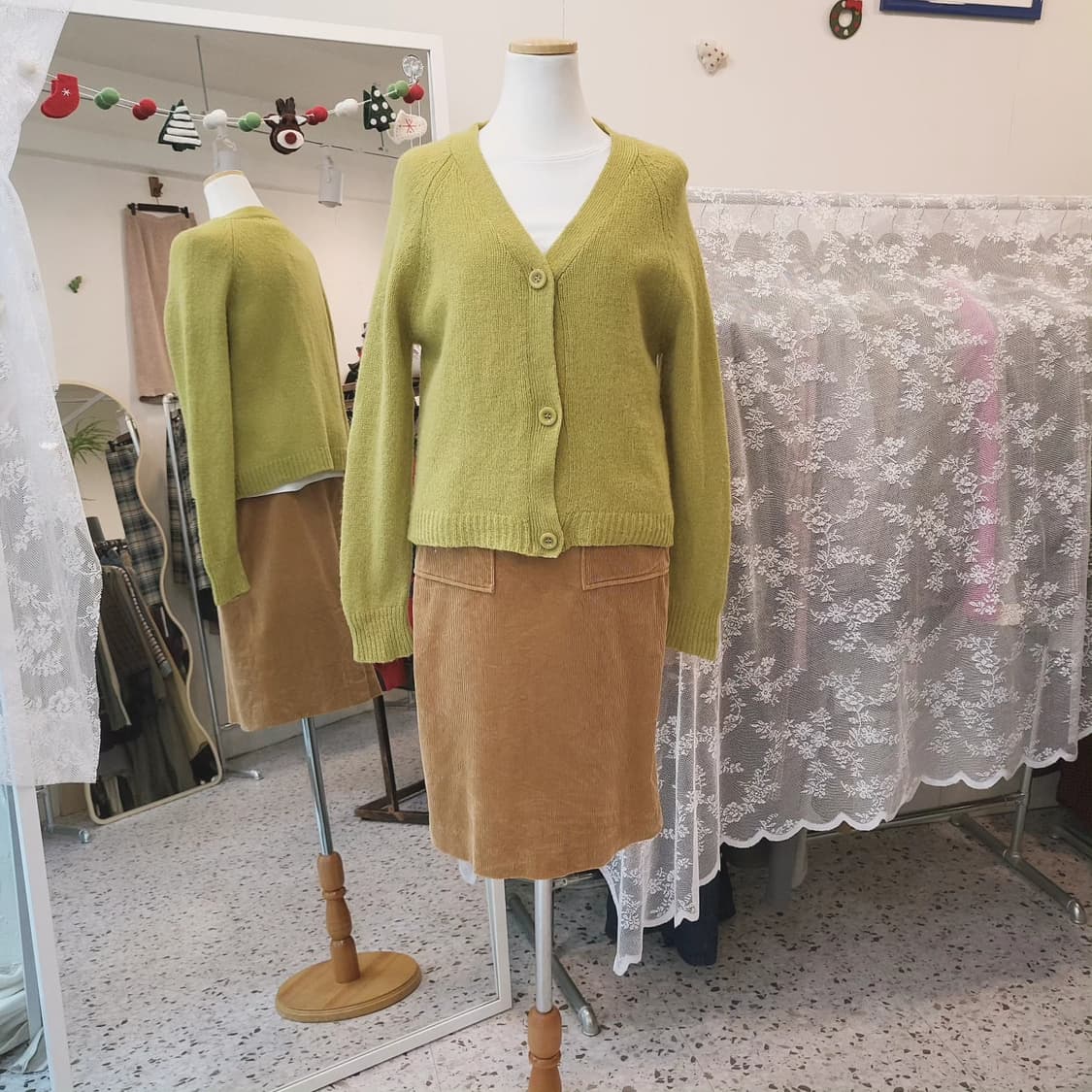 사만사모스2 울100 라임 가디건 상품이미지2