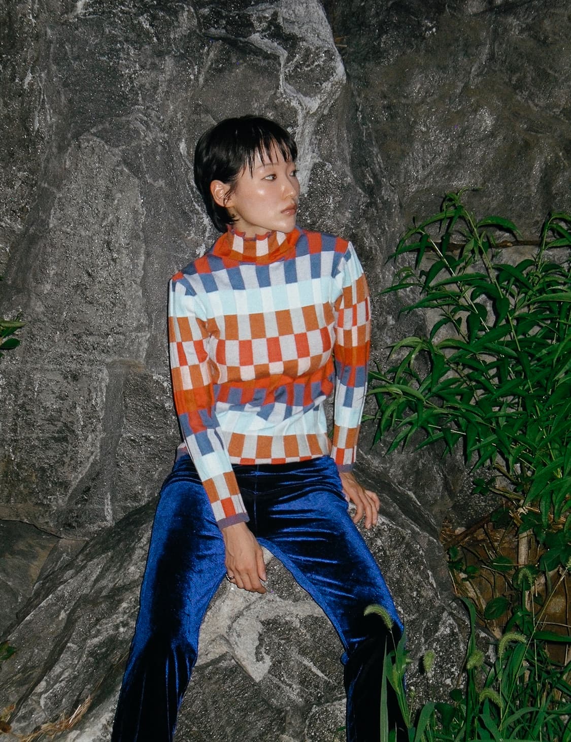 Color block knit turtle neck 상품이미지3