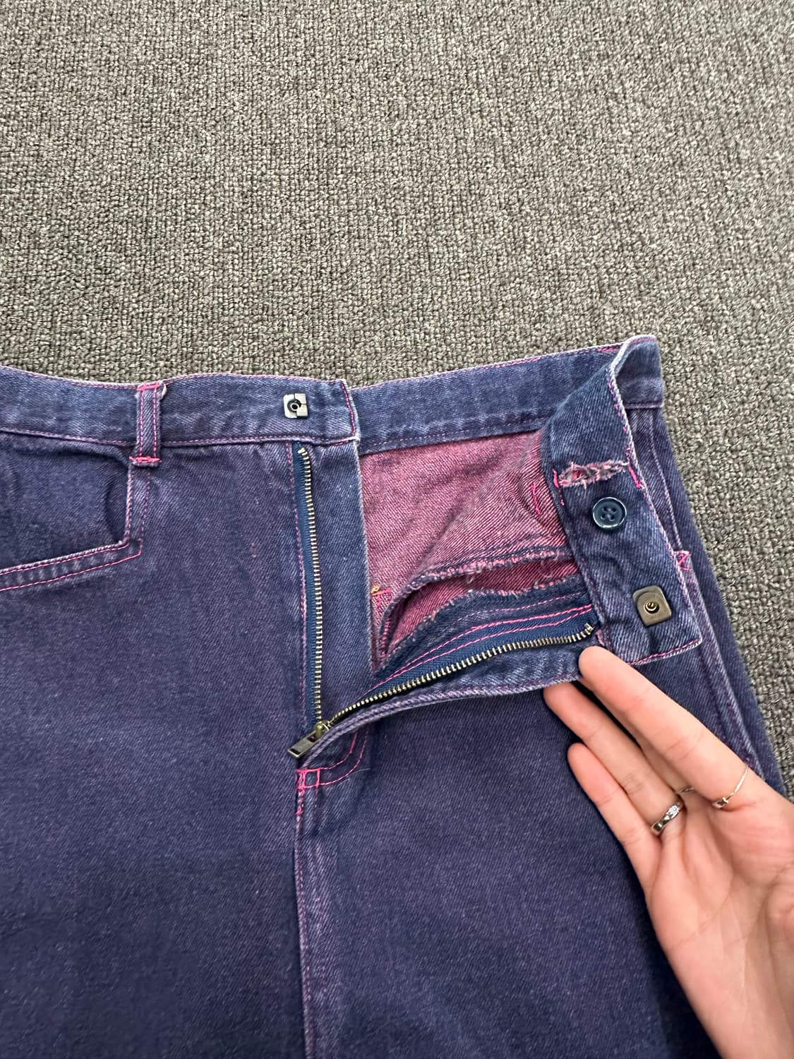 140)Kenzo vintage 프릴 자수 디테일 퍼플 데님 미니 스커트 상품이미지4