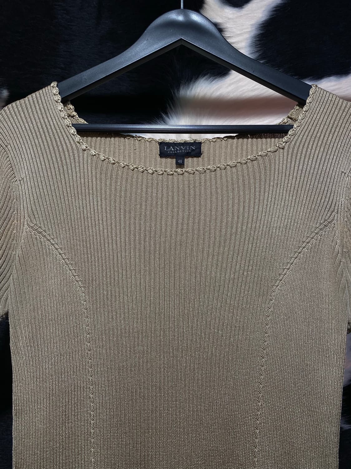 Lanvin 베이지 슬림핏 골지 반팔 니트 상품이미지2