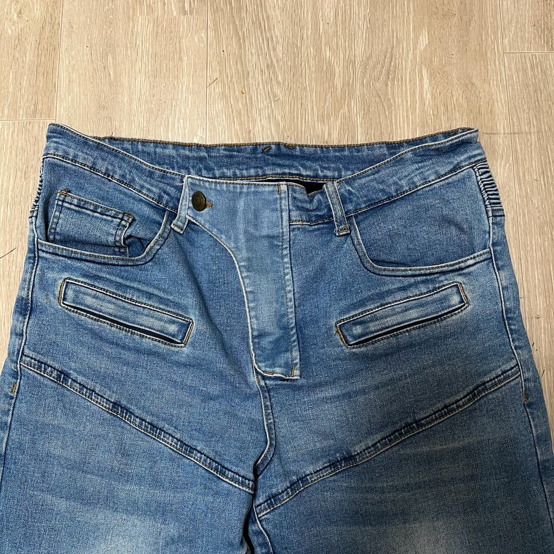 모토팬츠 절개 라이딩바이커진 데님 청바지 [중청] XL 상품이미지2