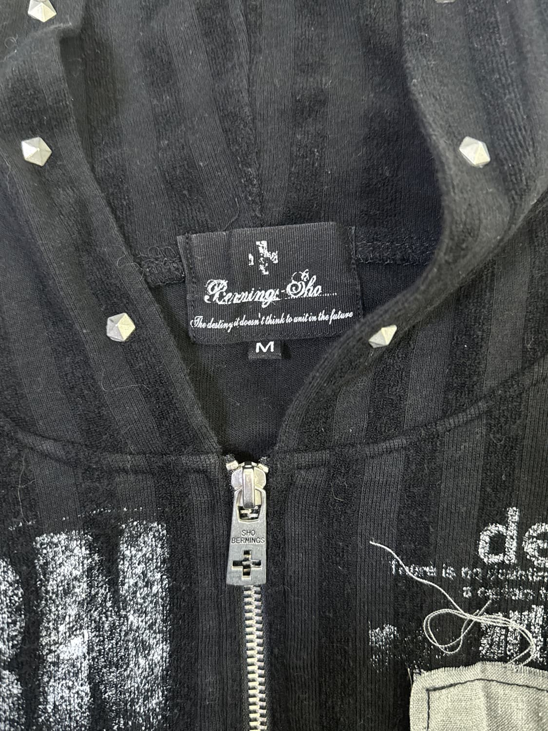 Bernings sho 레터링 스컬 프린트 스터드 후드집업 펑크 y2k 상품이미지8