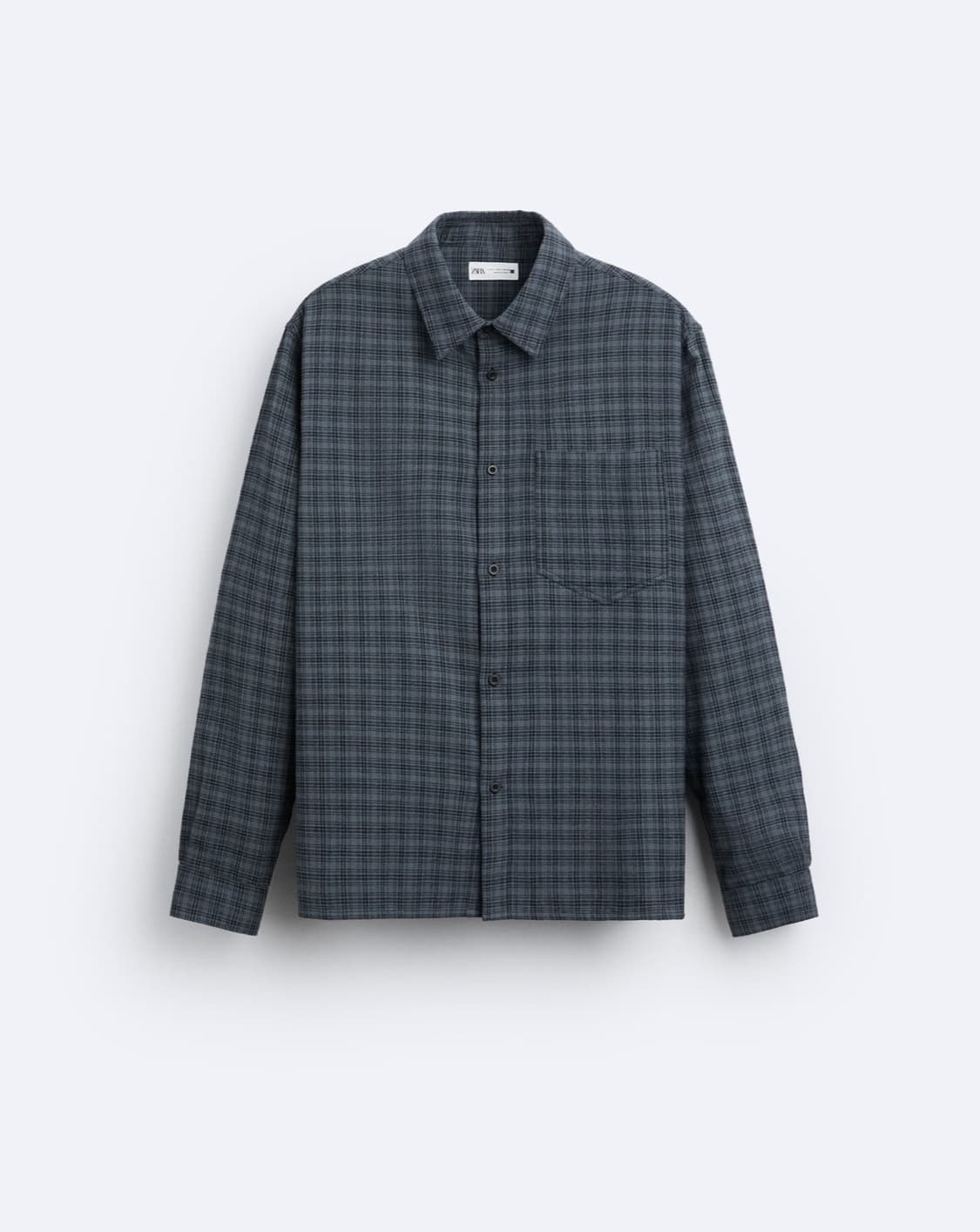 자라 크롭 체크 셔츠 블루 M사이즈 상품이미지1