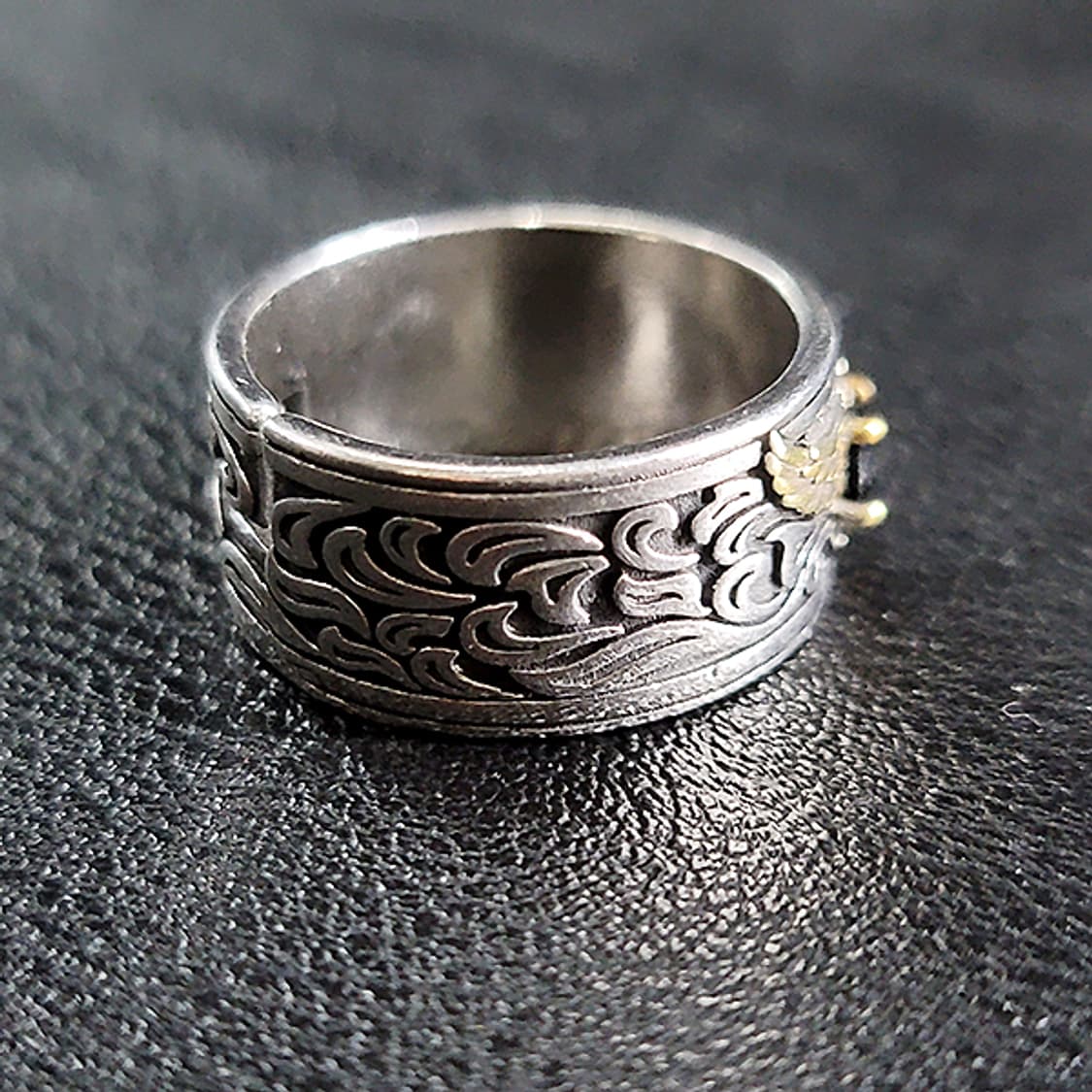 Ecliptor 실버 남자 엔틱 빈티지 명품 흑요석 날개 독수리 반지 상품이미지2