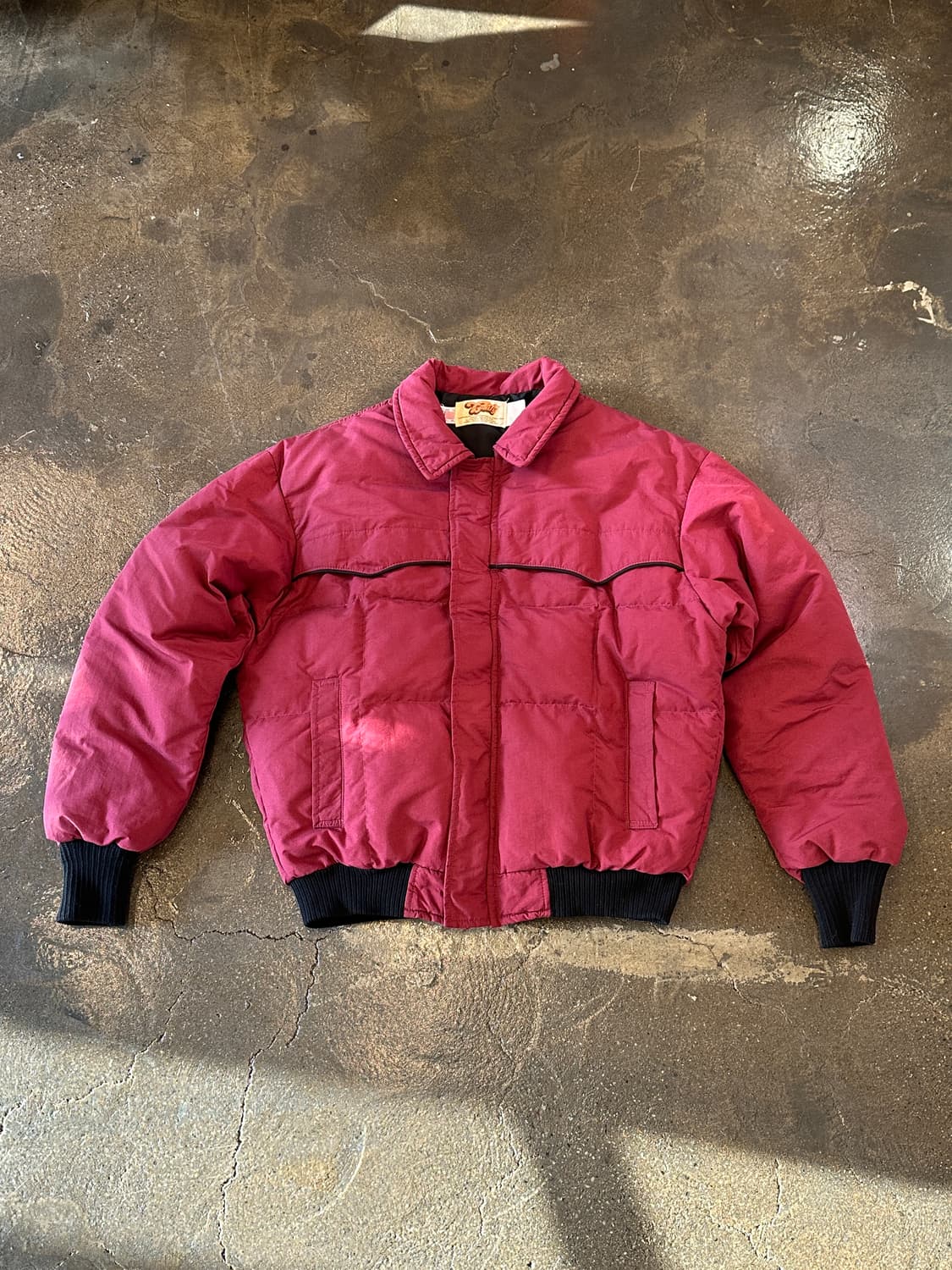 70s/80s Comfy USA 버건디 웨스턴 요크 다운 봄버 자켓 L 상품이미지1