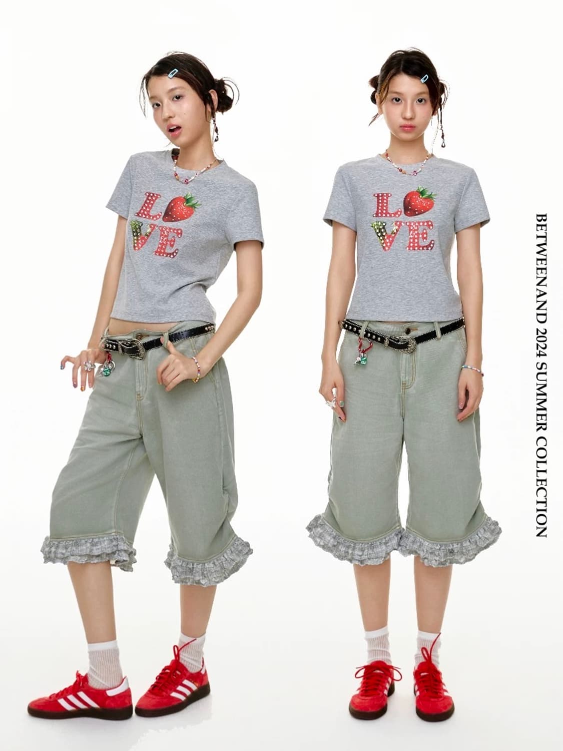 딸기 러브 비즈 반팔티셔츠 상품이미지2