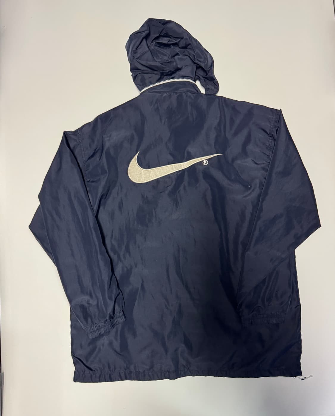 나이키 올드스쿨 뒷 빅 스우시 오버핏 후드 바람막이 네이비 상품이미지1