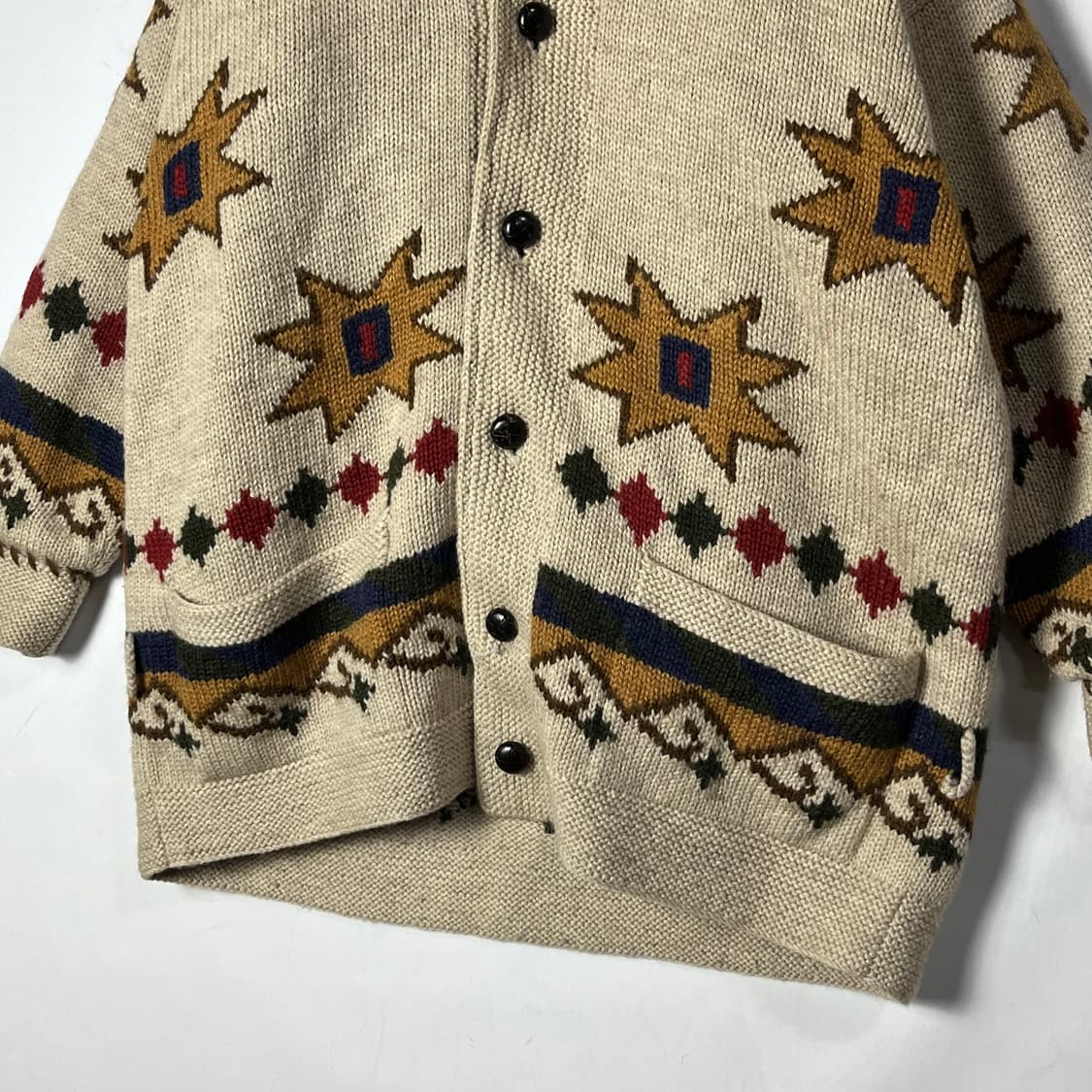 [VARORA] 바로라 웨스턴 네이티브 패턴 후드 니트가디건 상품이미지4