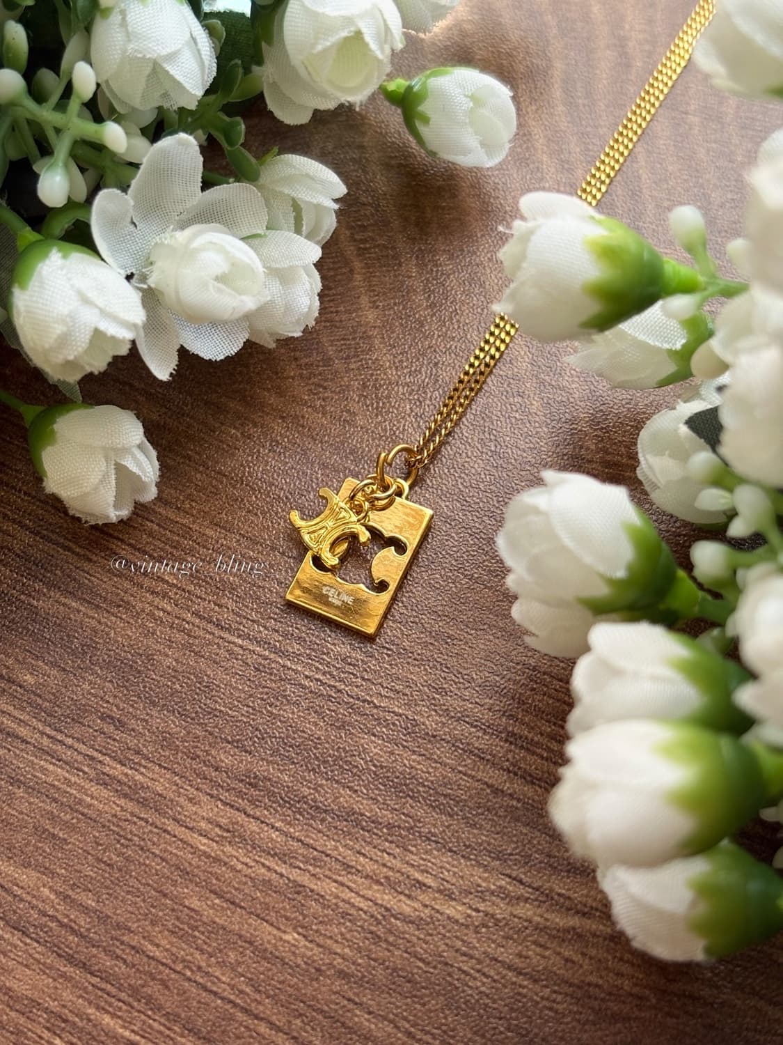 셀린느 댕글 트리옹프 스퀘어 골드 목걸이 상품이미지2
