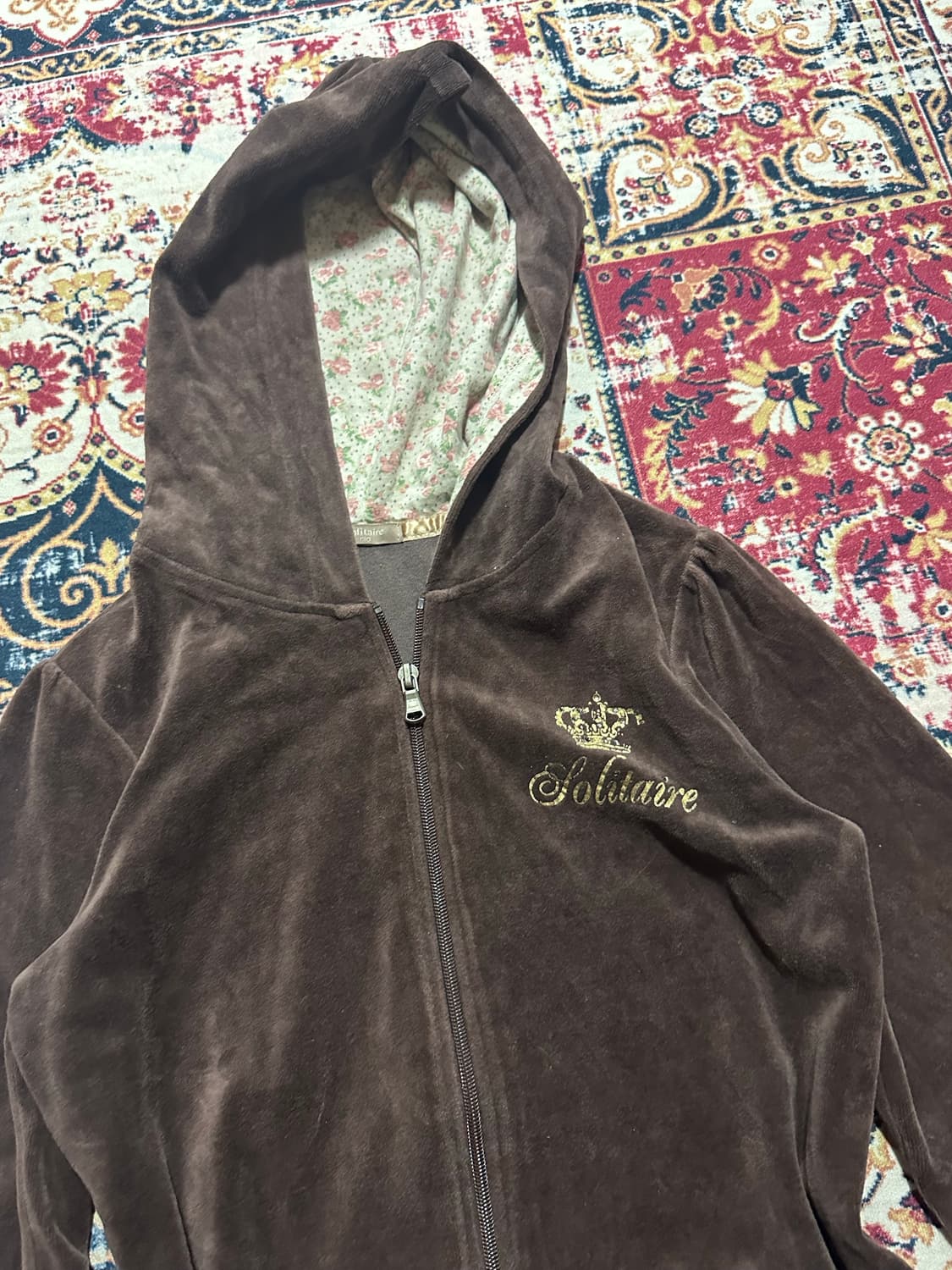 주씨꾸띄루st 벨벳 브라운 후드집업 상품이미지2