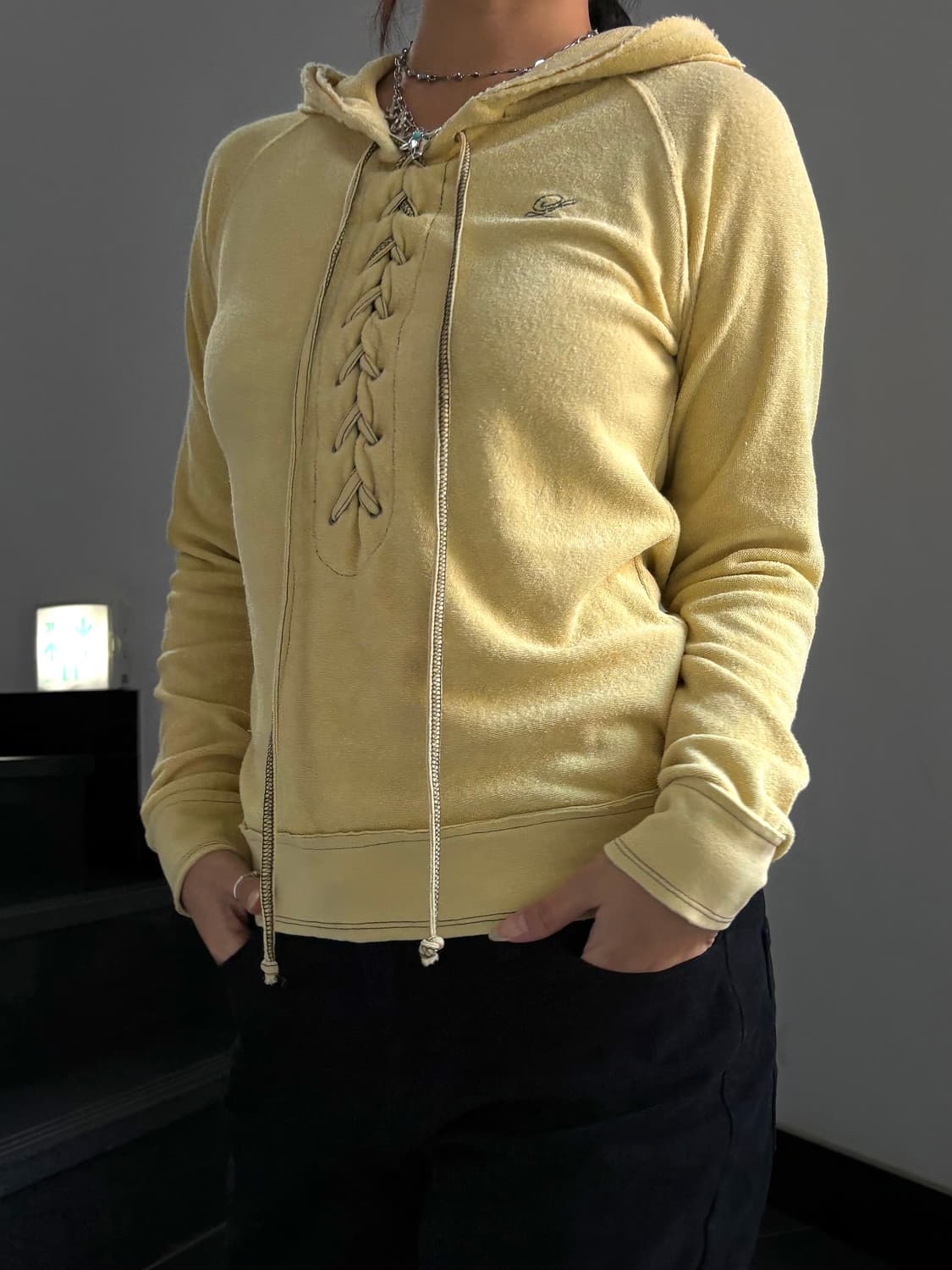 테리 아일렛 후드 긴팔티 상품이미지1