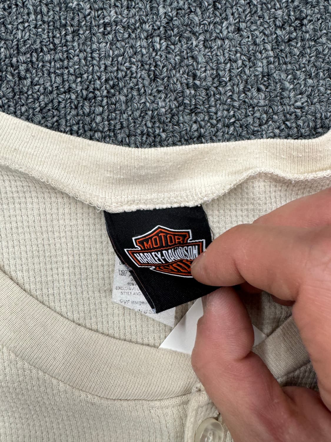 할리데이비슨 빈티지 헨리넥 와플 롱슬리브 상품이미지3