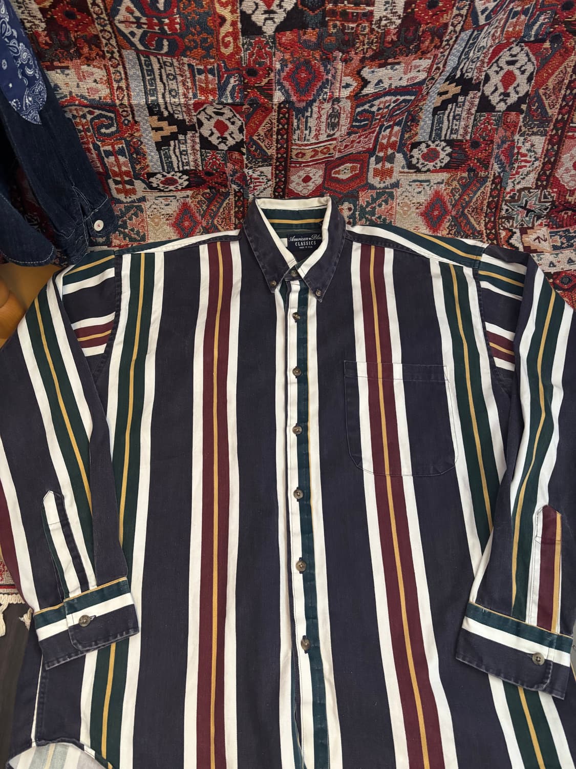 American Vintage 90s Navy Striped shirt 상품이미지7