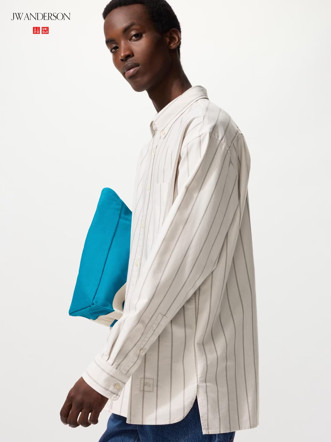유니클로 X JW앤더슨 옥스포드 오버 사이즈 셔츠 스트라이프 상품이미지1