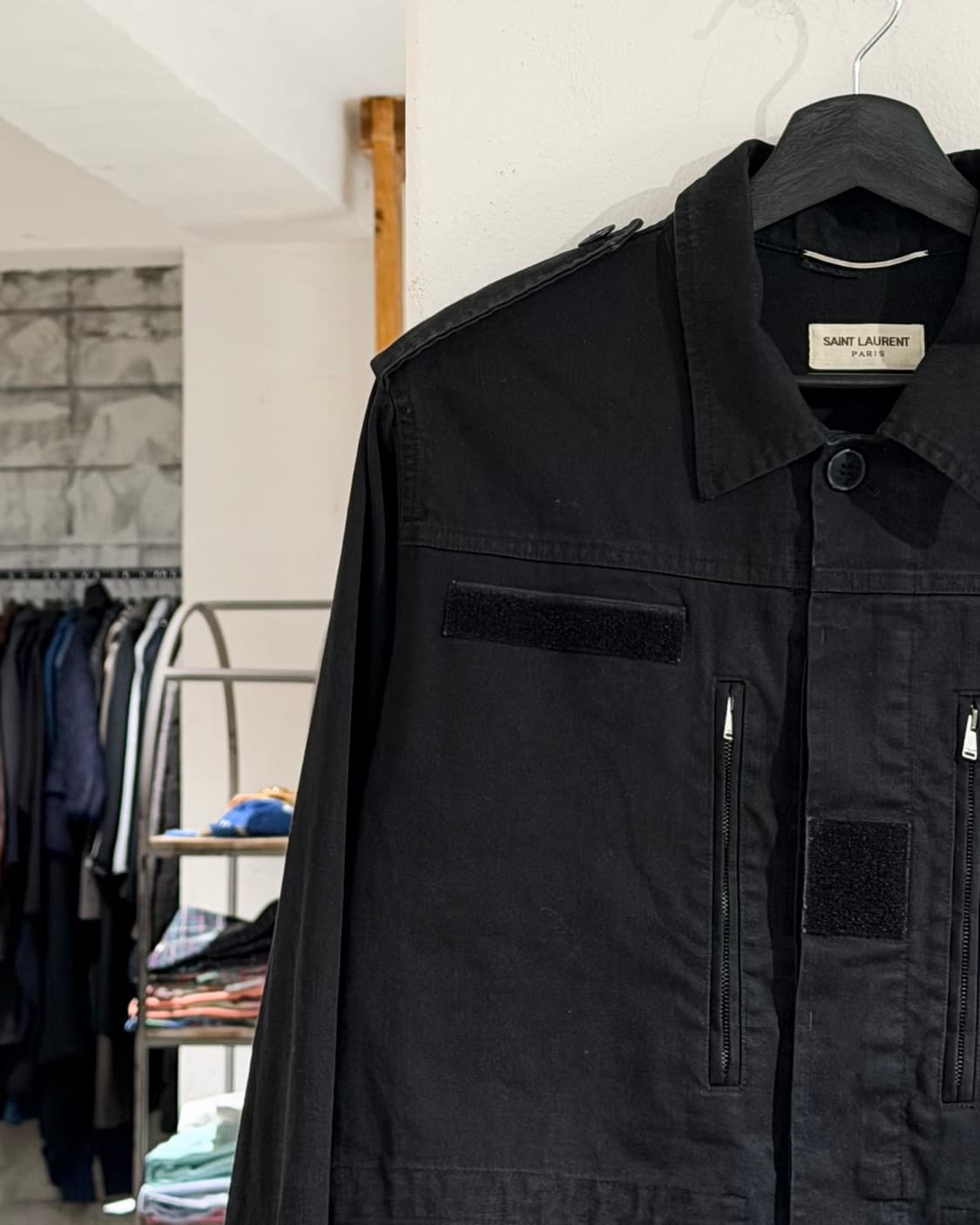 생로랑 블랙 선셋 자수 코튼 자켓 상품이미지3