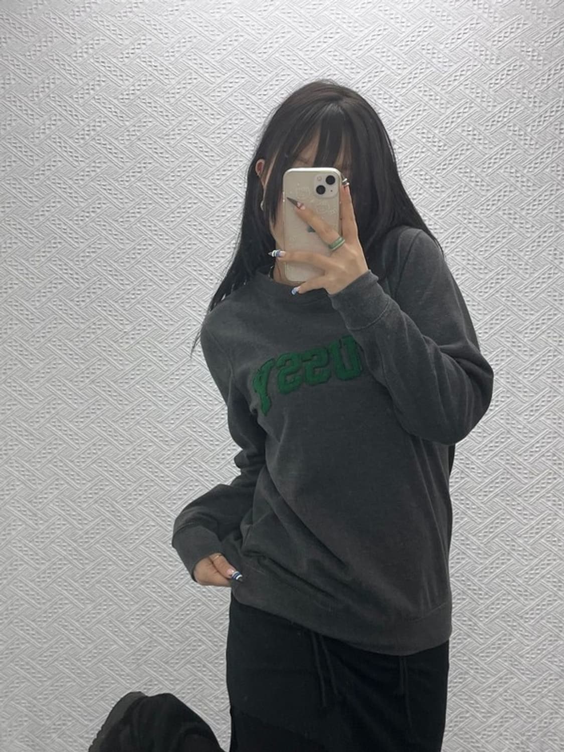 스투시 올드스쿨 빈티지 딥그린 빅로고 약기모 맨투맨 95 C07624 상품이미지1