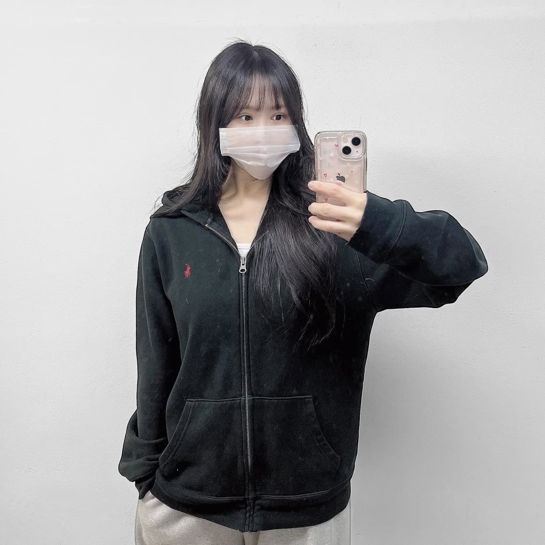 폴로 랄프로렌 포니 로고 후드집업 블랙 상품이미지1