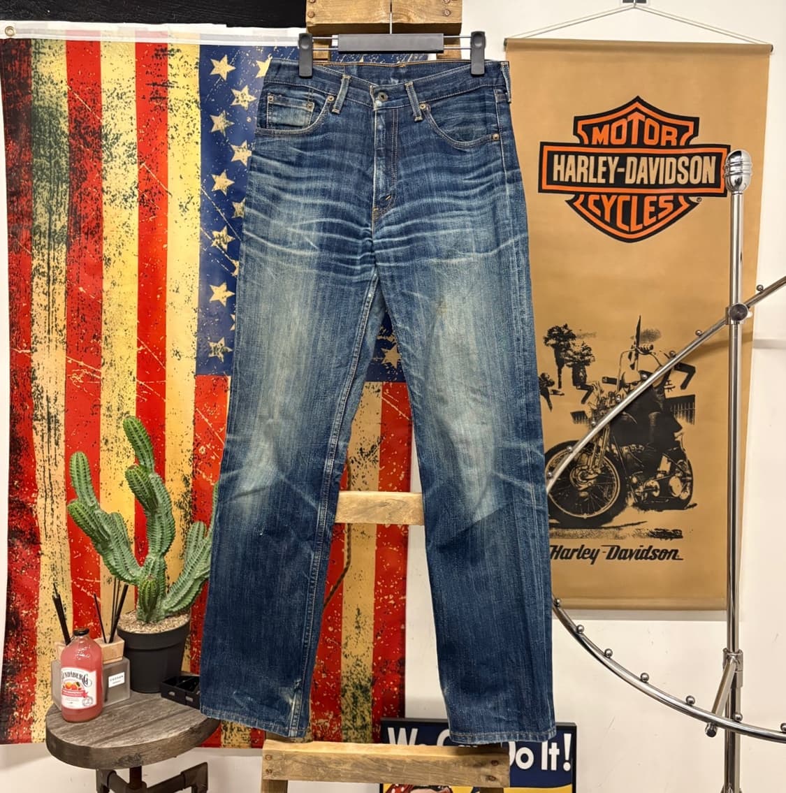 00s 리바이스502 재팬라인 캣브러쉬 데미지 스트레이트 데님팬츠 N80 상품이미지1