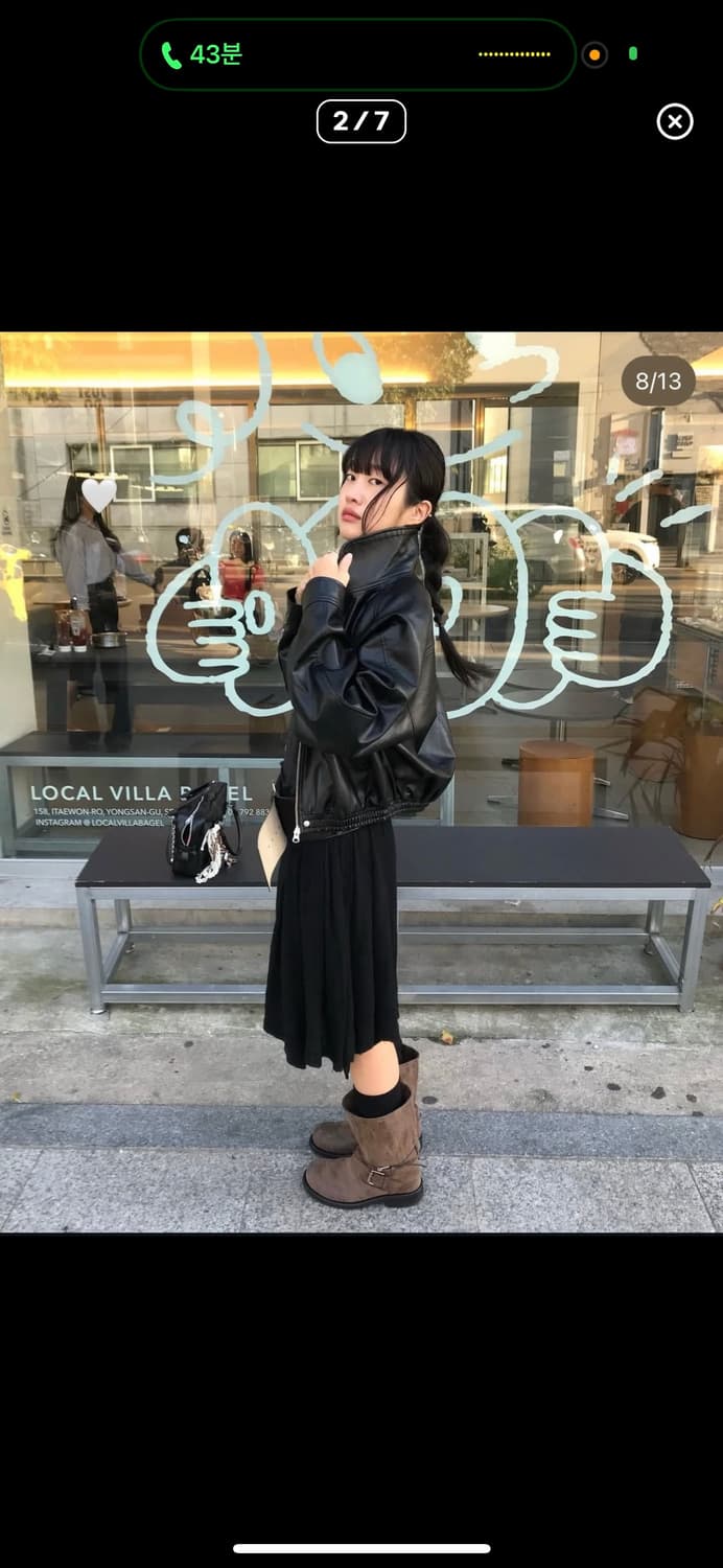 로우클래식 하이넥 레더자켓 상품이미지2