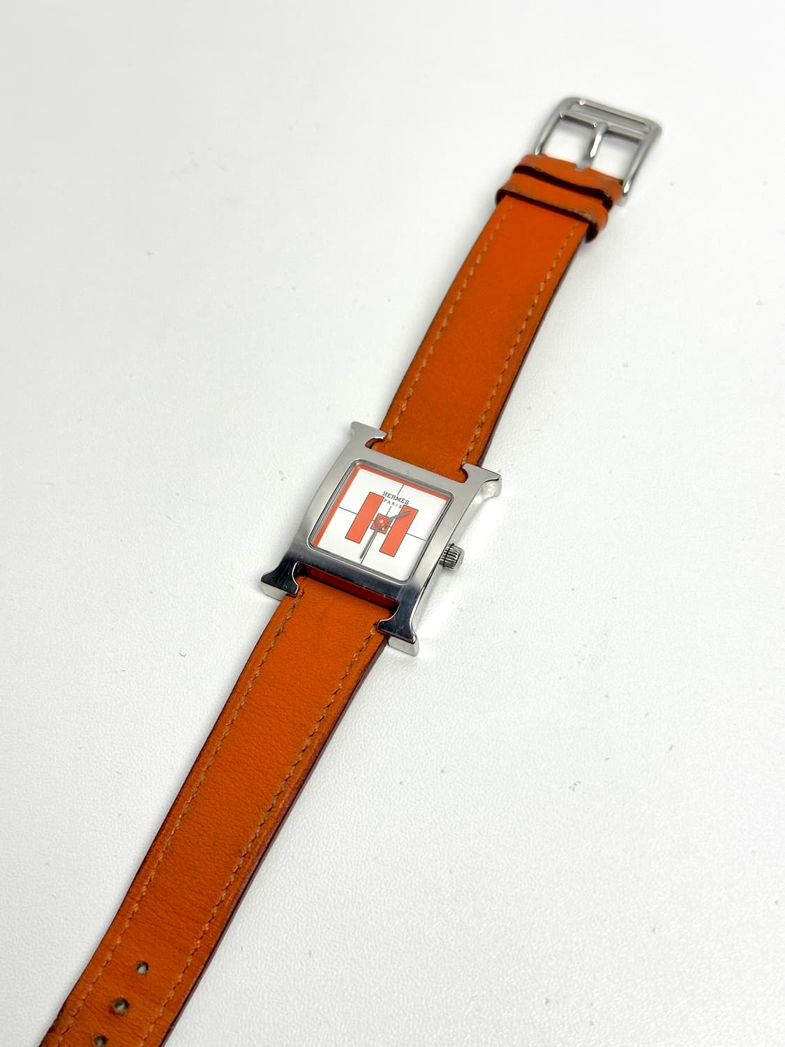 에르메스 H아워 오렌지 가죽 여성 시계 상품이미지3