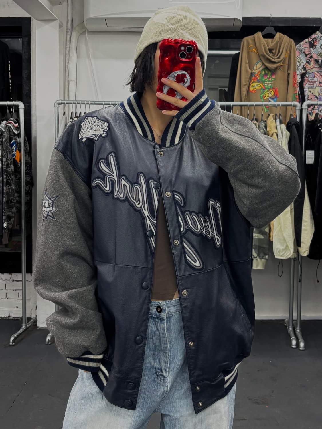 FUBU 푸부 제뉴인 레더 바시티 자켓 상품이미지1