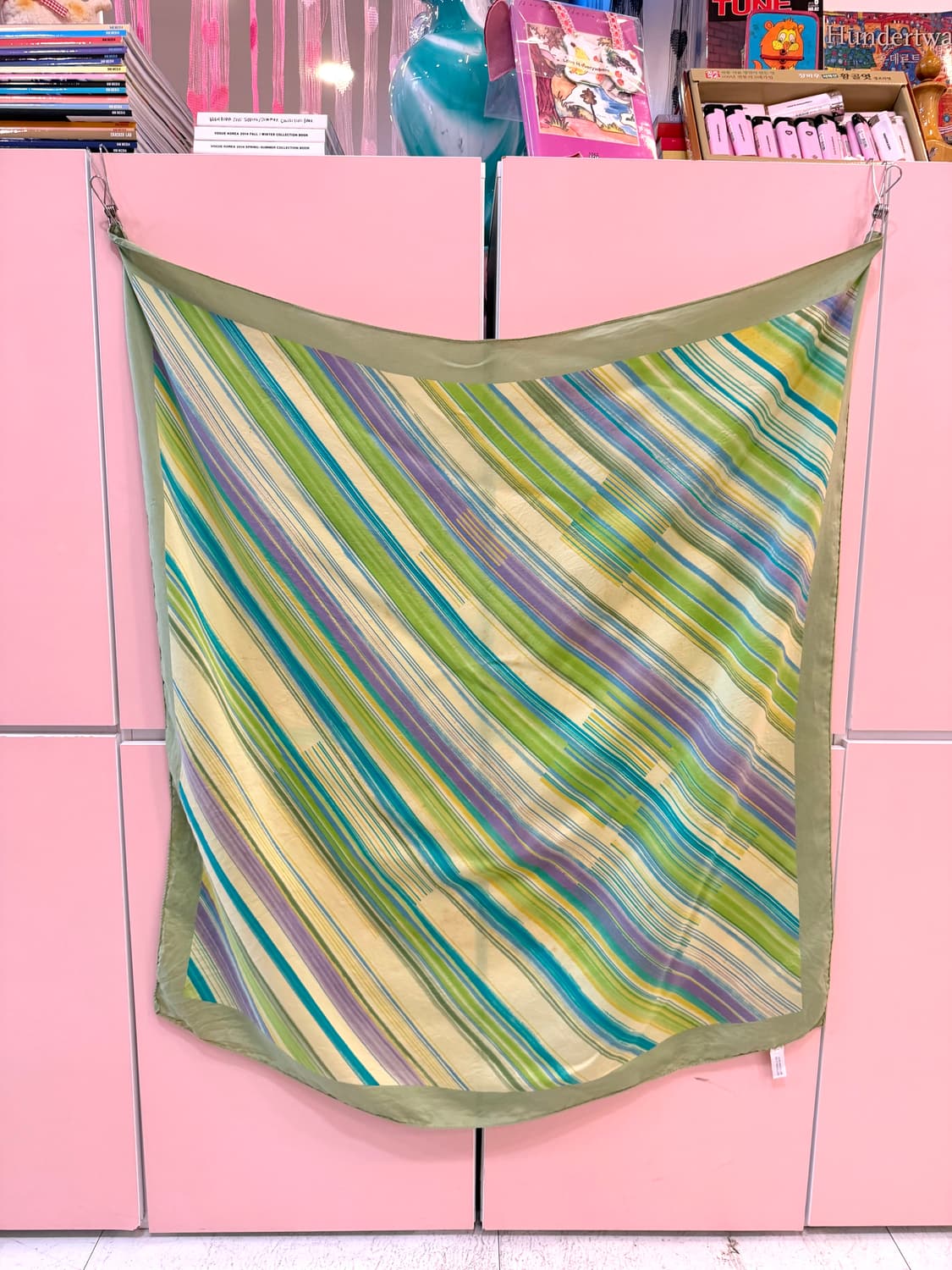 빈티지 에스닉 그린 스트라이프 스카프 상품이미지6