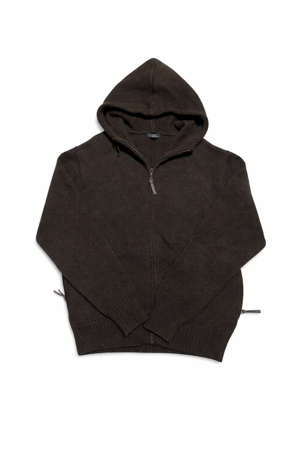 JPN 00s 일본 빈티지 퍼스널마크 울100 브라운 니트 후드집업 M 상품이미지1