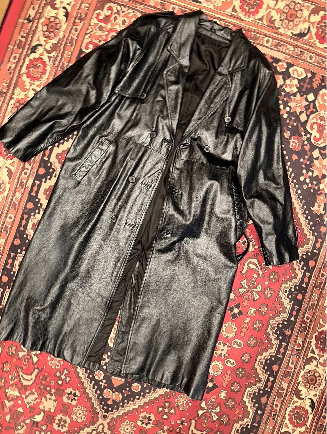 ( 2XL ) 가죽롱코트 가죽카코트 가죽자켓 레더자켓 빈티지가죽 상품이미지5