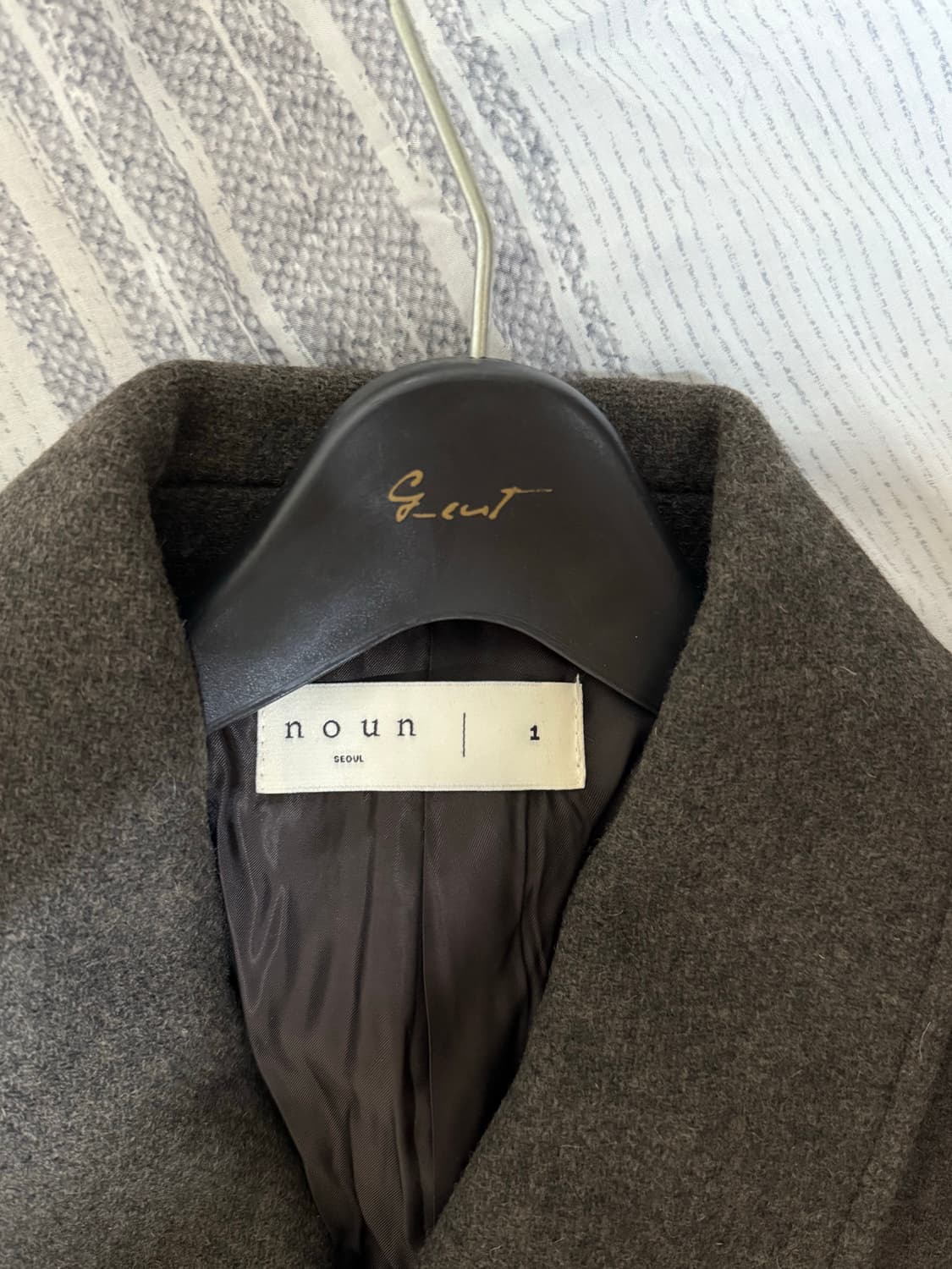 📌가격 고정 (1) 노운 싱글 브레스티드 하프 코트 카키 브라운 상품이미지4