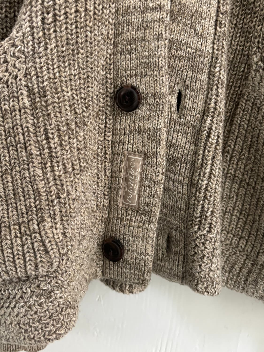 Polo 폴로 랄프로렌 신형 딥베이지 숄카라 코튼 가디건 상품이미지6