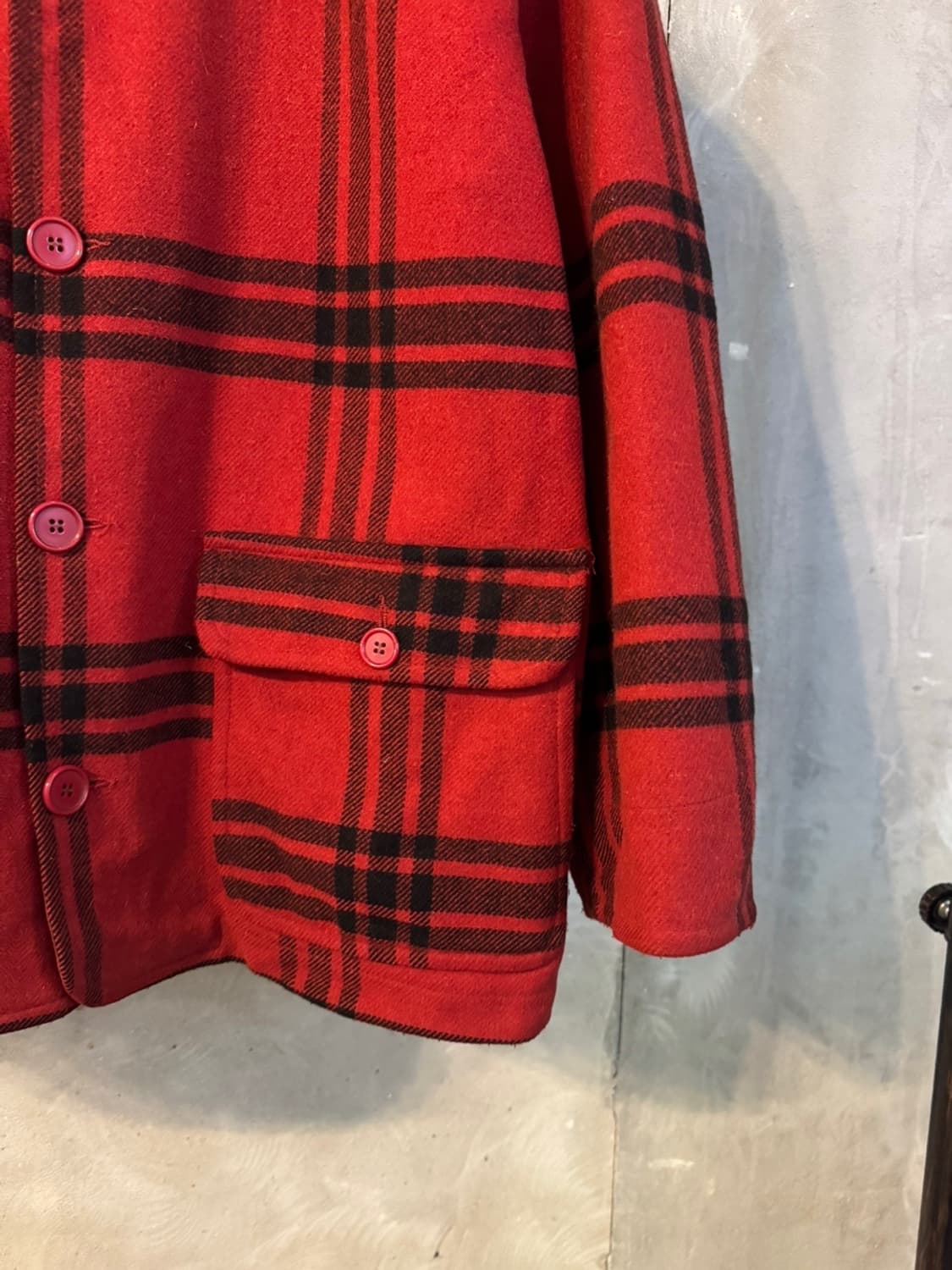 베네통 헤비멜톤울 버팔로 체크 자켓 105 상품이미지10