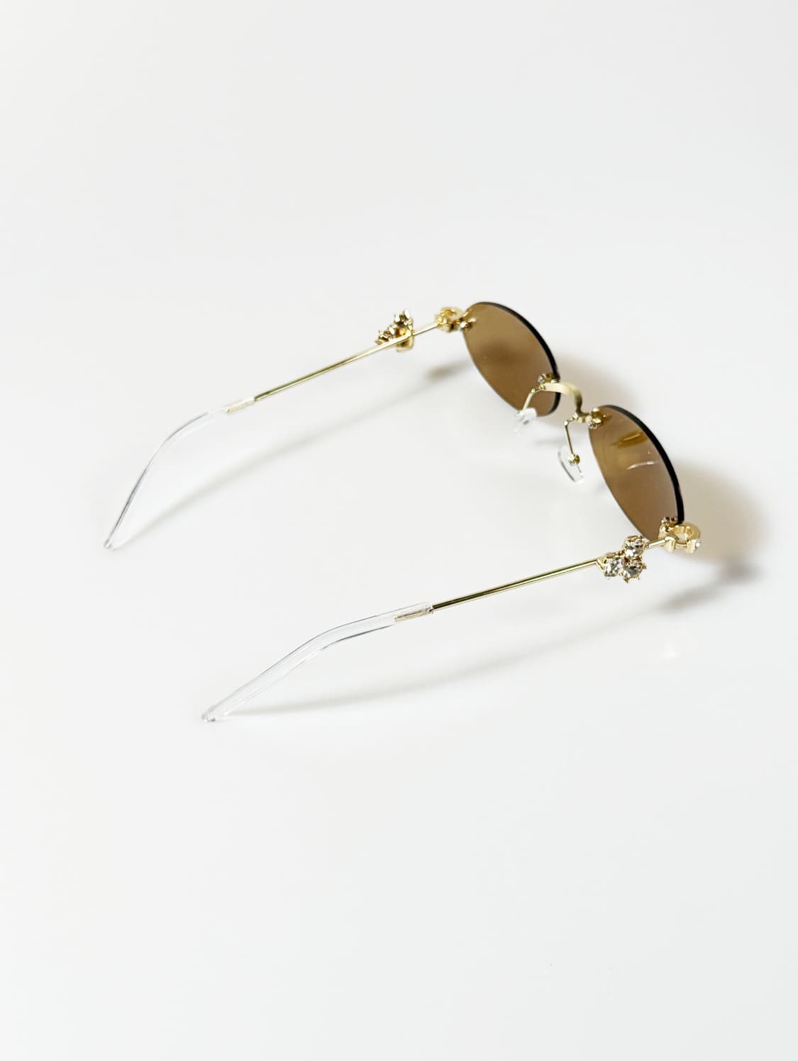 90s 무테 오벌 골드 메탈 프레임 빈티지 틴트 선글라스 상품이미지5