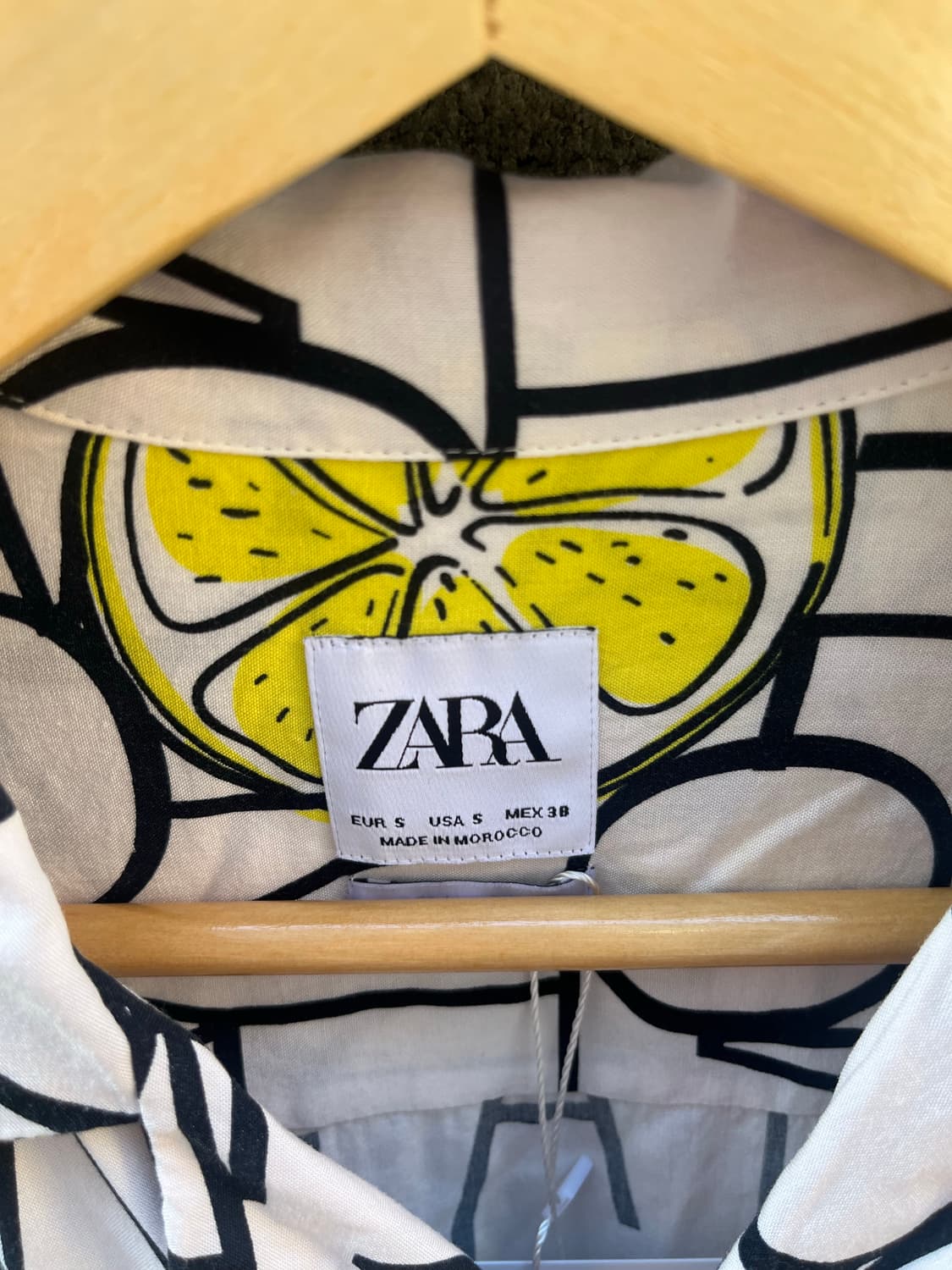 ZARA 빈티지 레몬 프린팅 반팔 셔츠 M 상품이미지3
