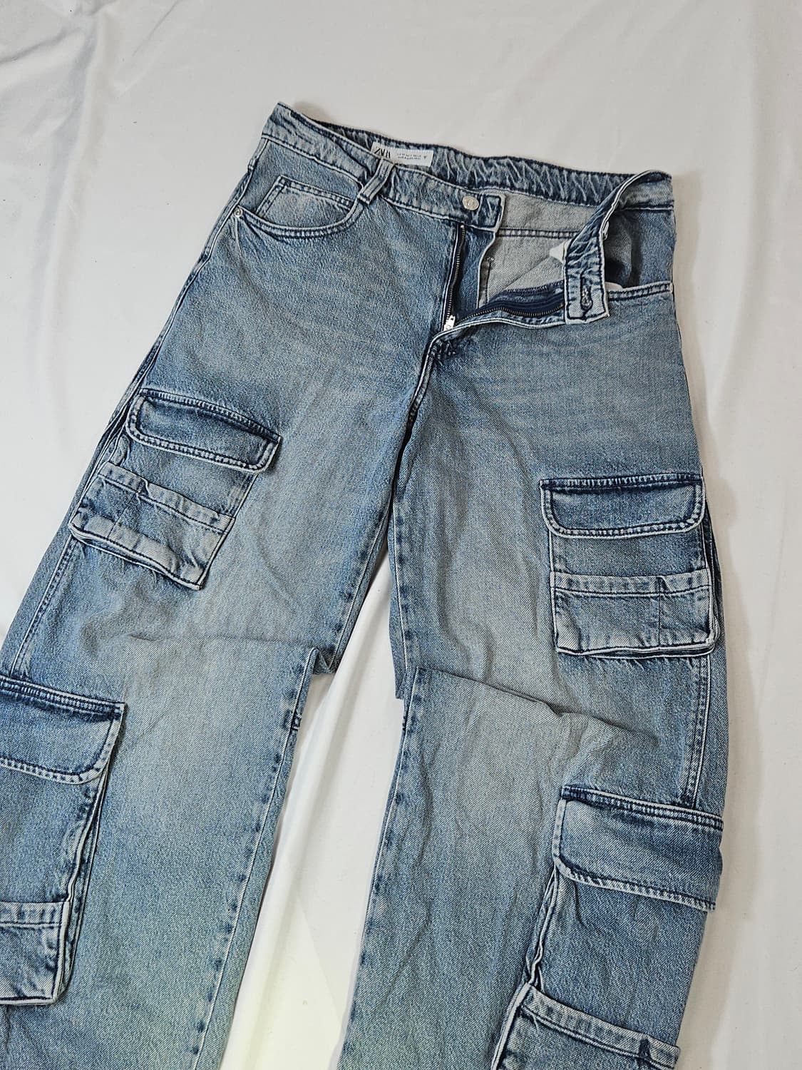 자라 ZARA 카고 데님팬츠 카고포켓 멀티 파우치 여성 28 상품이미지2
