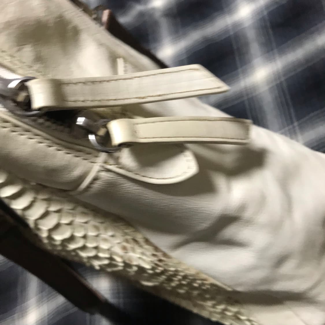 레어 재팬 90s karosse 뱀피 3way 리얼 화이트 레더 토트백 상품이미지3