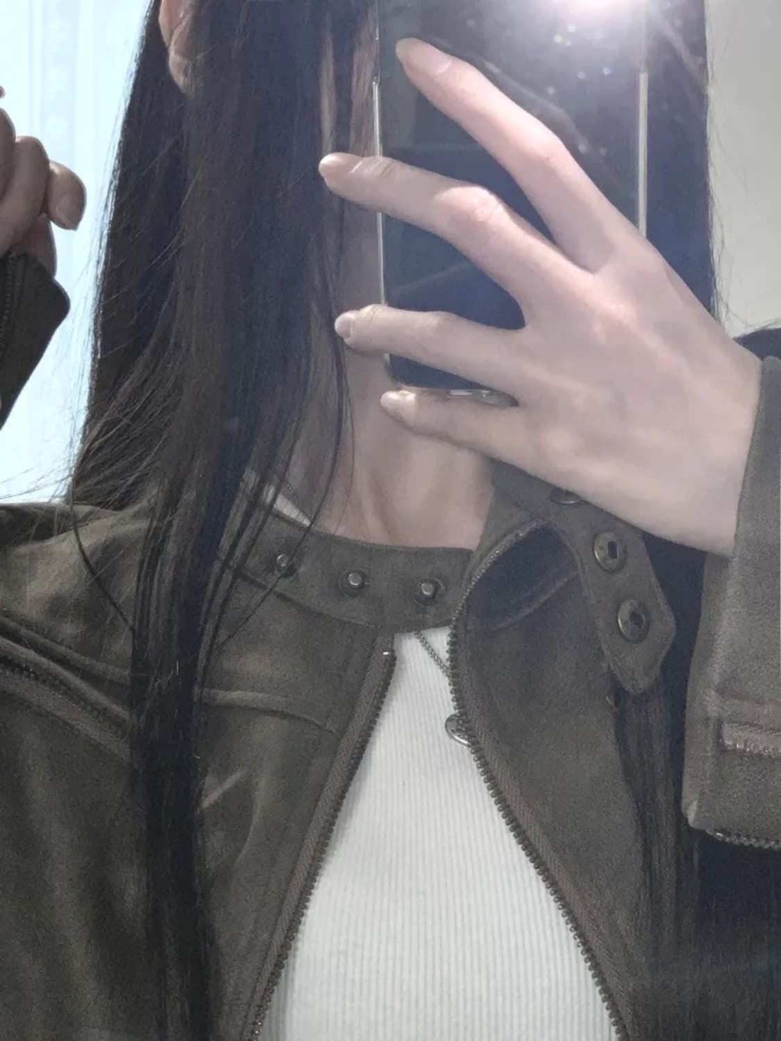 에이블리 징케 워싱 레더 스웨이드 크롭 라이더 자켓 브라운 상품이미지3