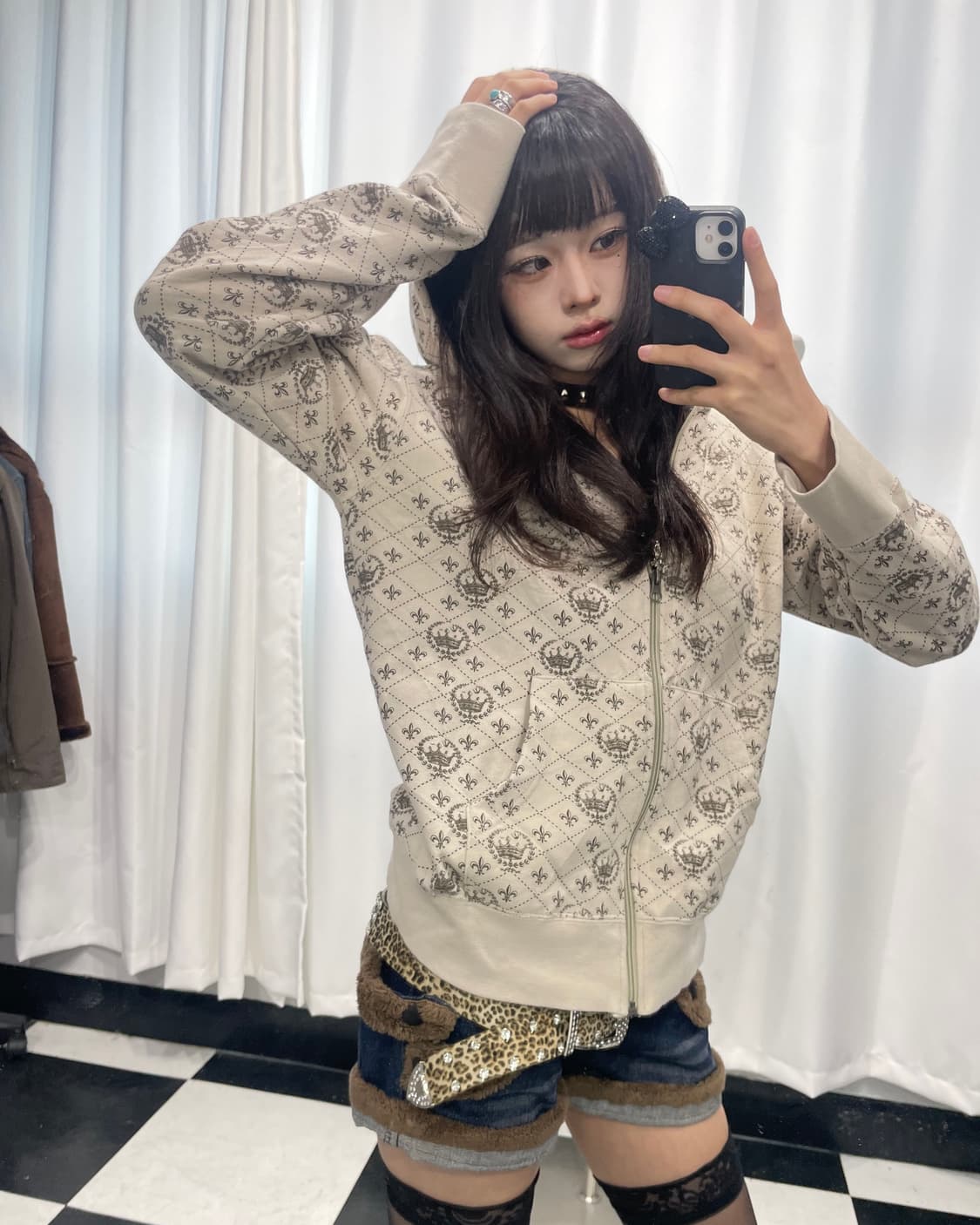 🎸베이지 크라운 패턴 후디🎸 상품이미지2