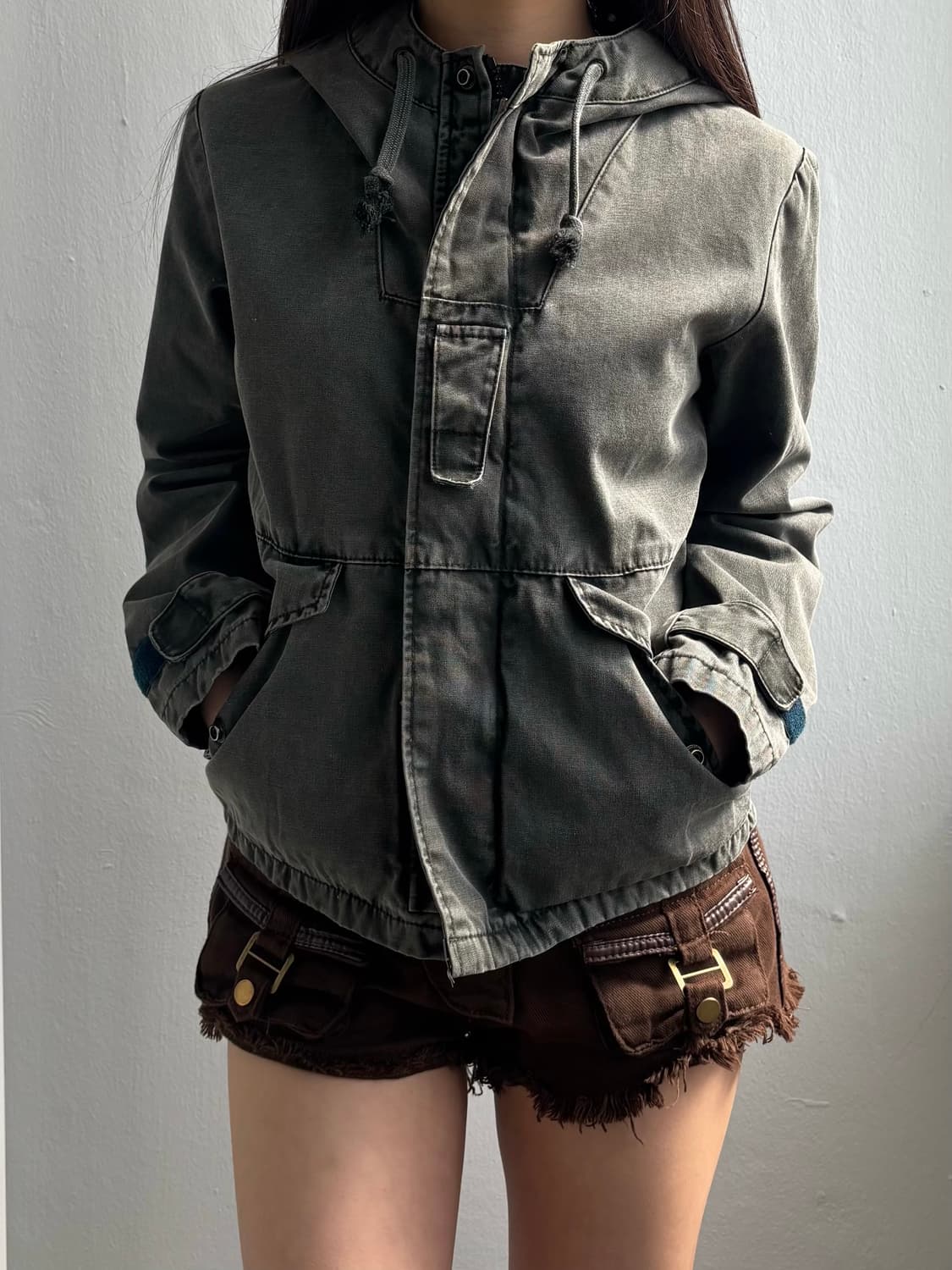 Vintage Khaki Hood Jacket 상품이미지1