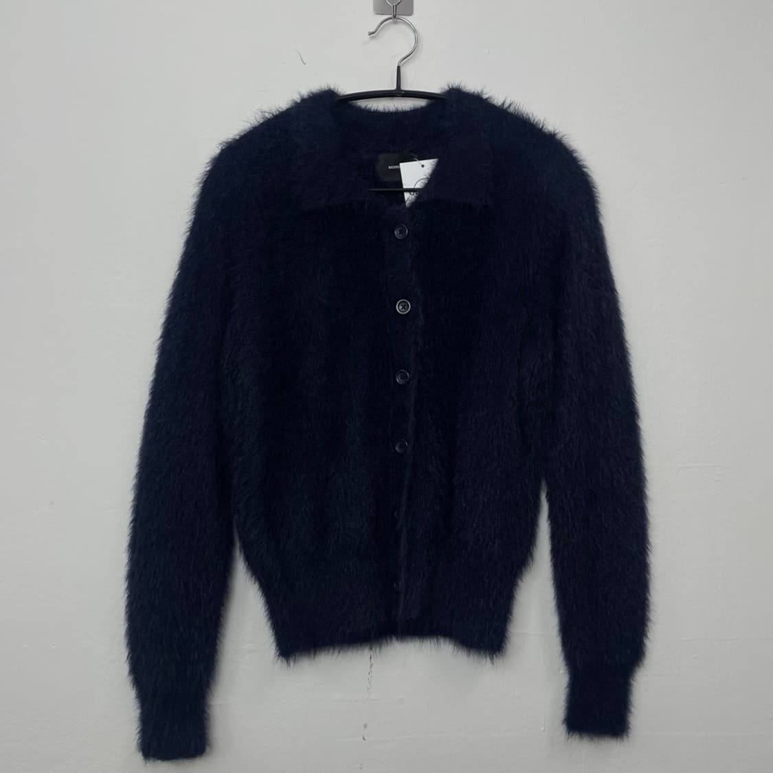 몽돌 MONGDOL 네이비 헤어리 앙고라 카라 가디건  상품이미지1