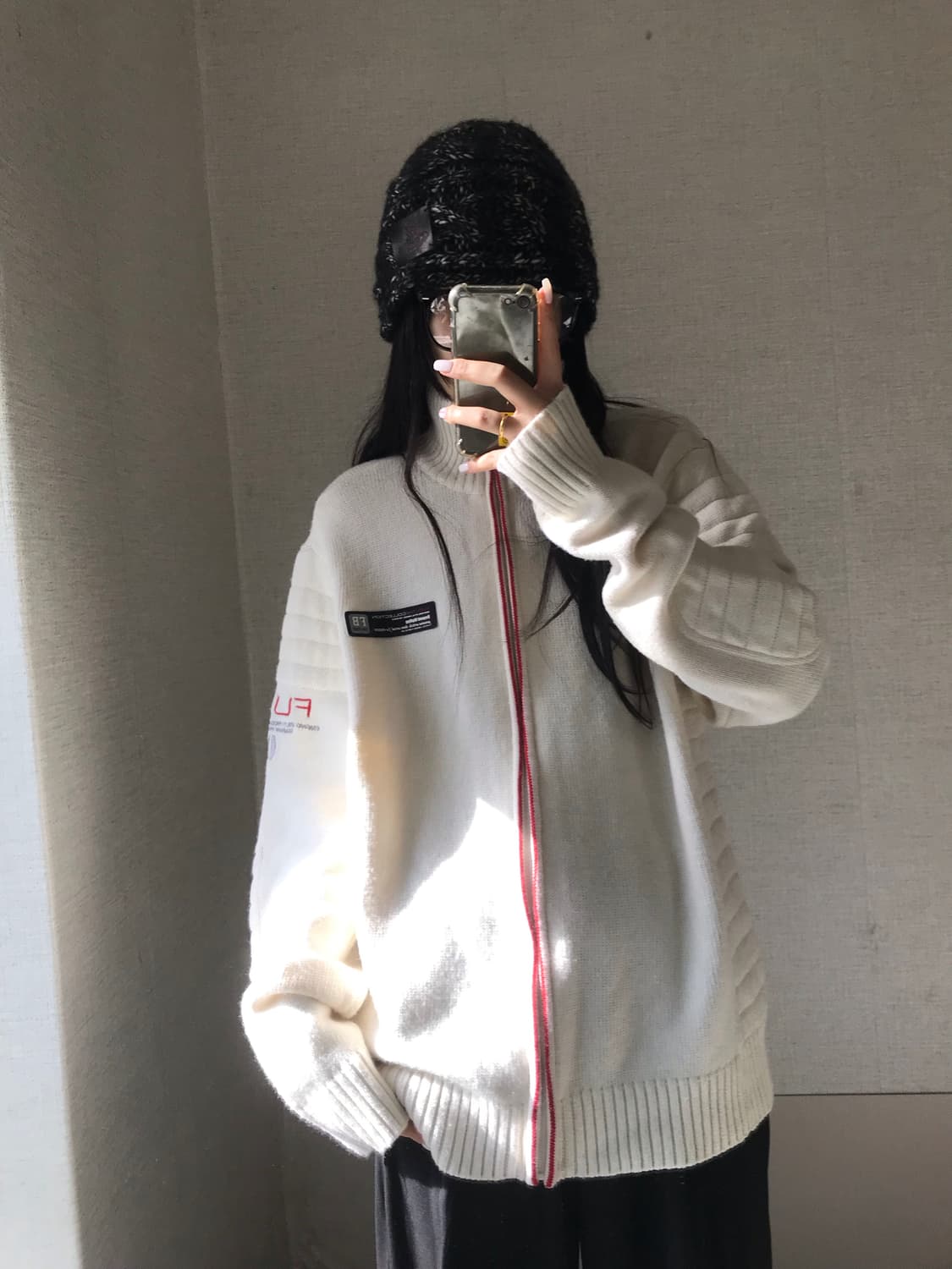 후부 00s 아이보리 니트집업 상품이미지3