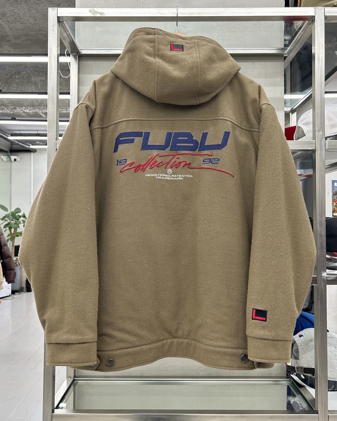 Fubu 00s 엠브로이더리 울 후드 자켓 베이지 상품이미지1